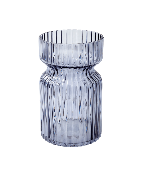 Ribbed Black Glass Vase