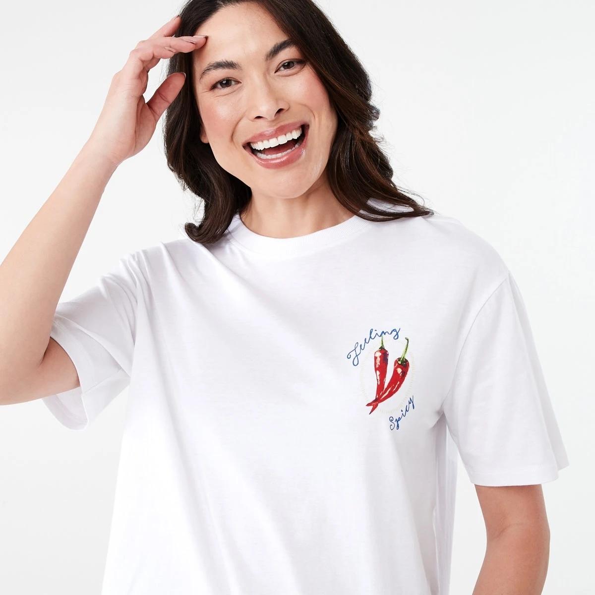 4 Short Sleeve Oversized Boyfriend T-shirt PICANTE WHITE, 4 of 6