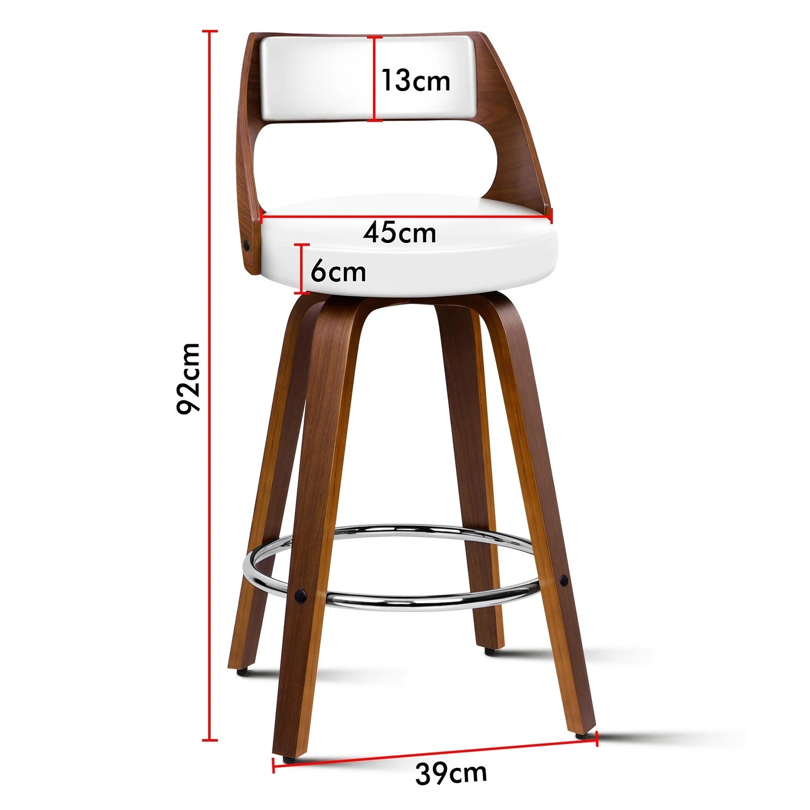 9 Alfordson 4x Swivel Bar Stools Eden Kitchen Wooden Dining Chair - White, 9 of 10