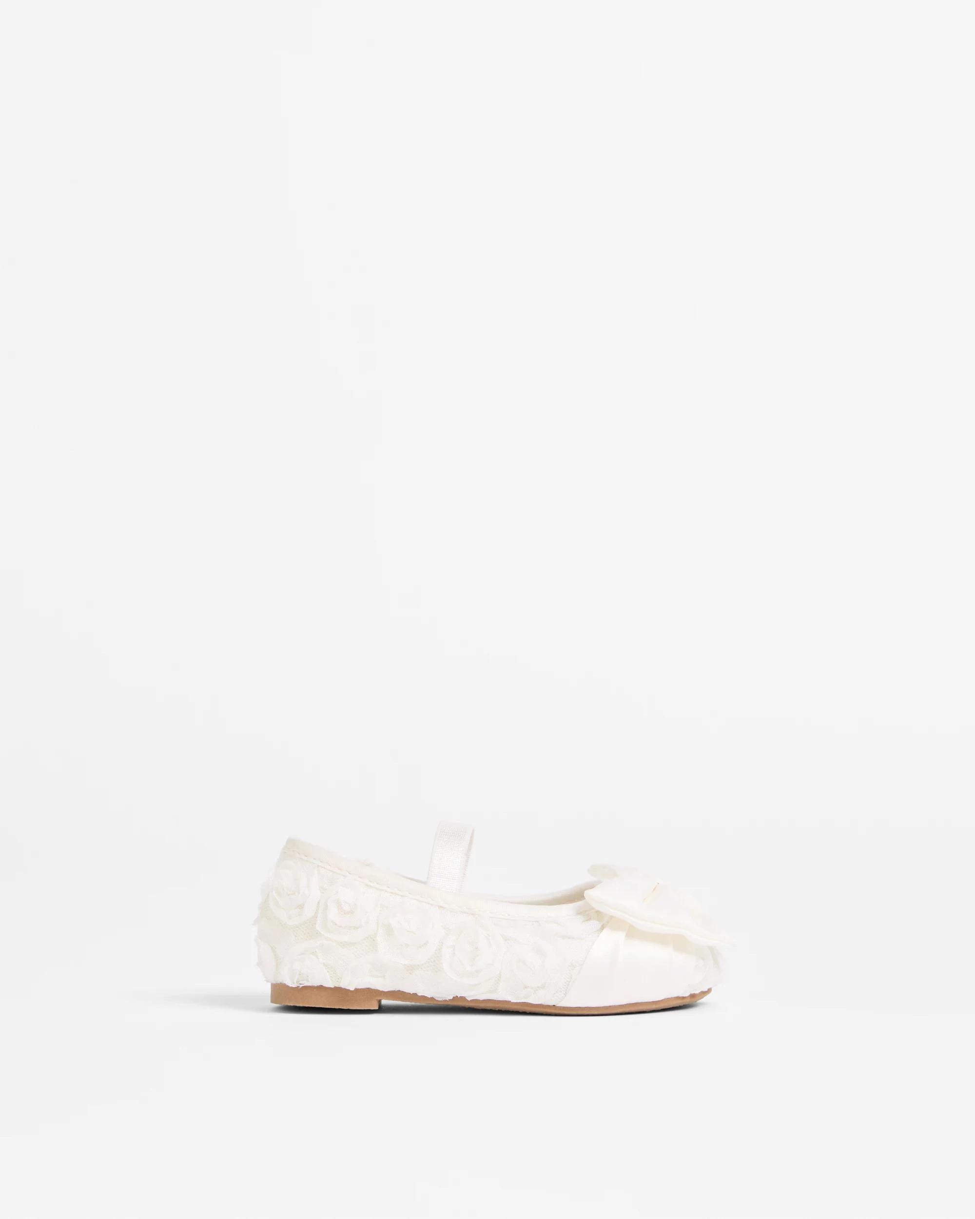 1 Target Baby Girls Pre-Walker Rosette Ballet Flat WHITE, 1 of 3