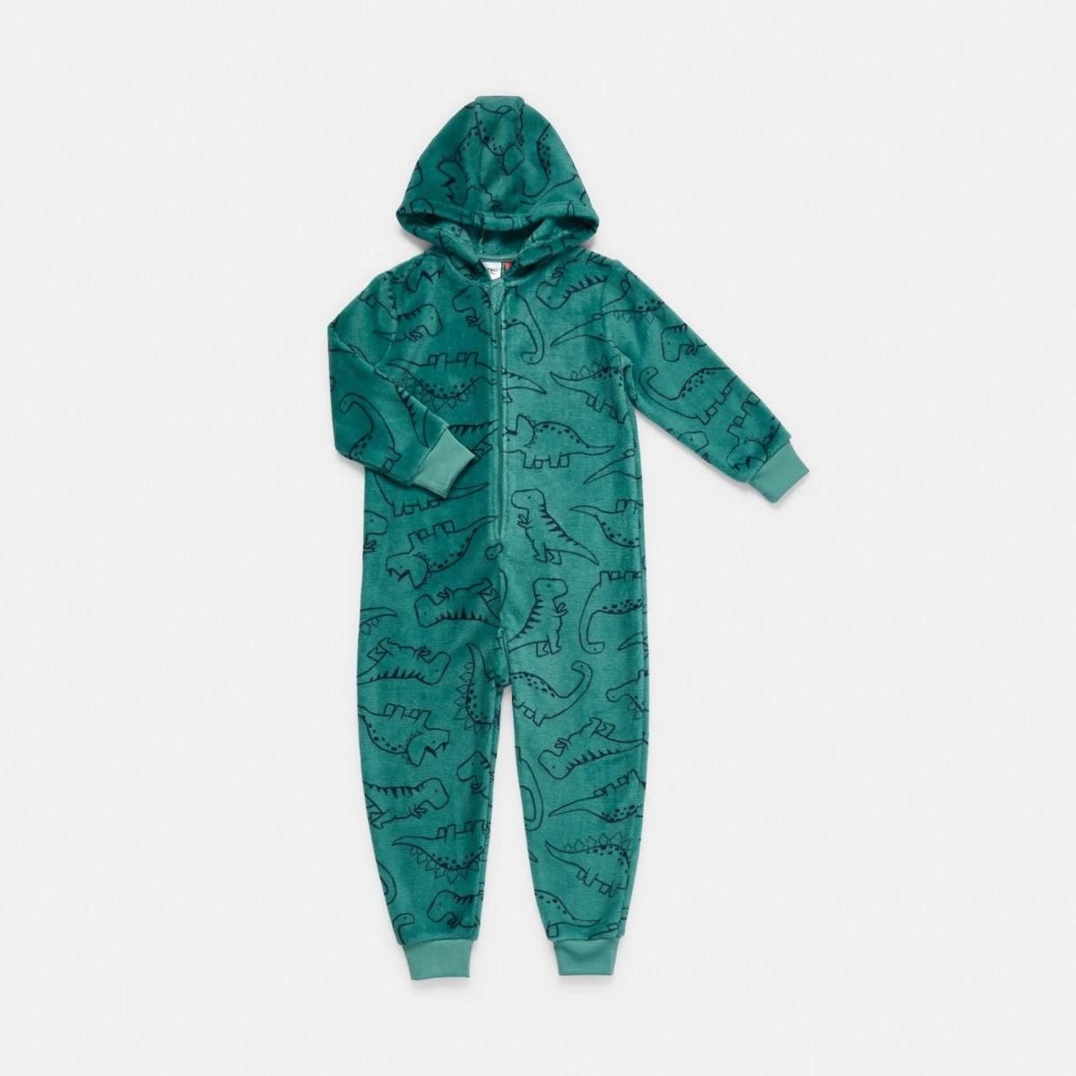 6 Novelty Fluffy All-In-One Sleepsuit Grn Dino, 6 of 9