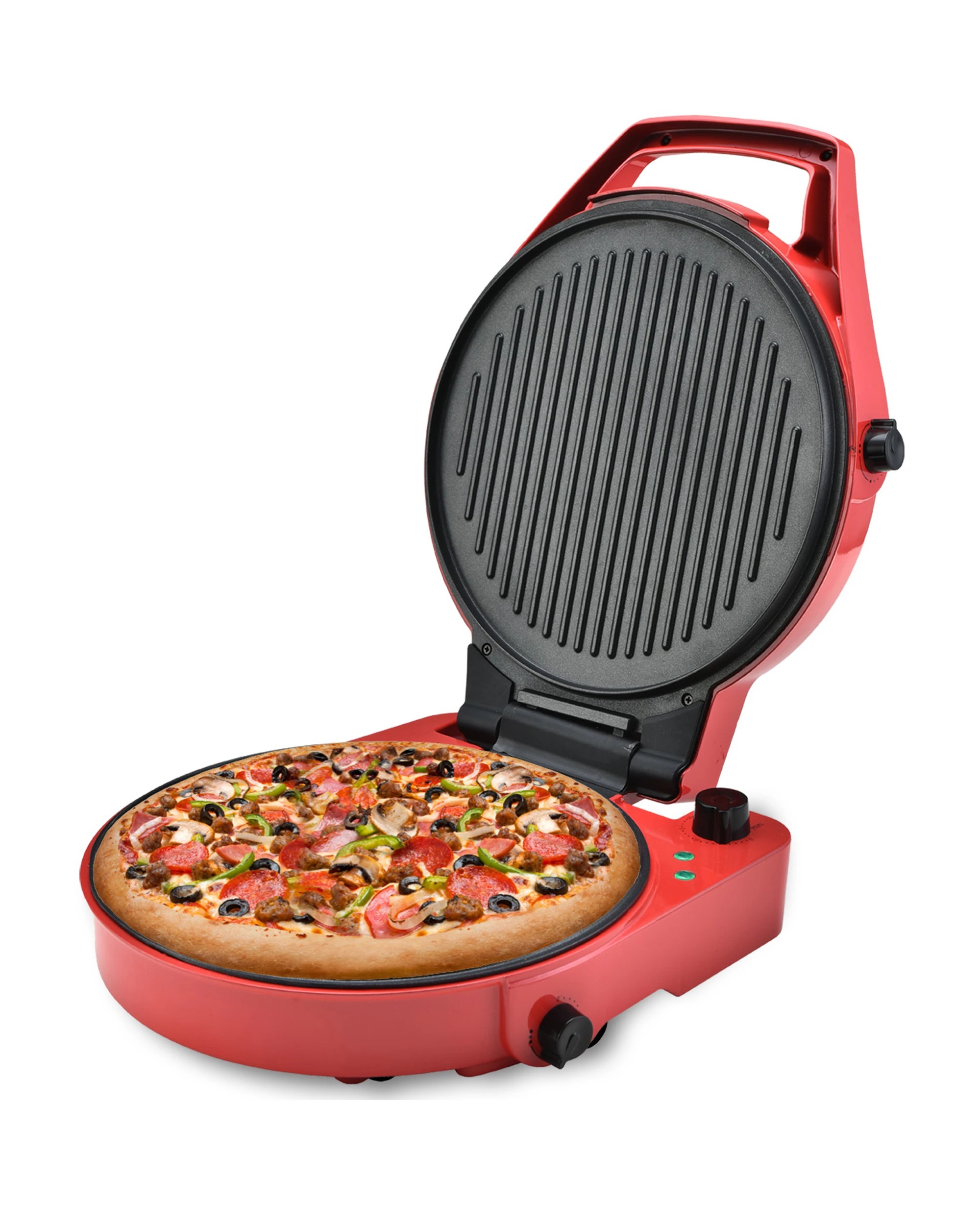 4 TODO 1800W Electric Pizza Maker Pizza Oven Dual Temperature Control Flat Grill - Red, 4 of 5