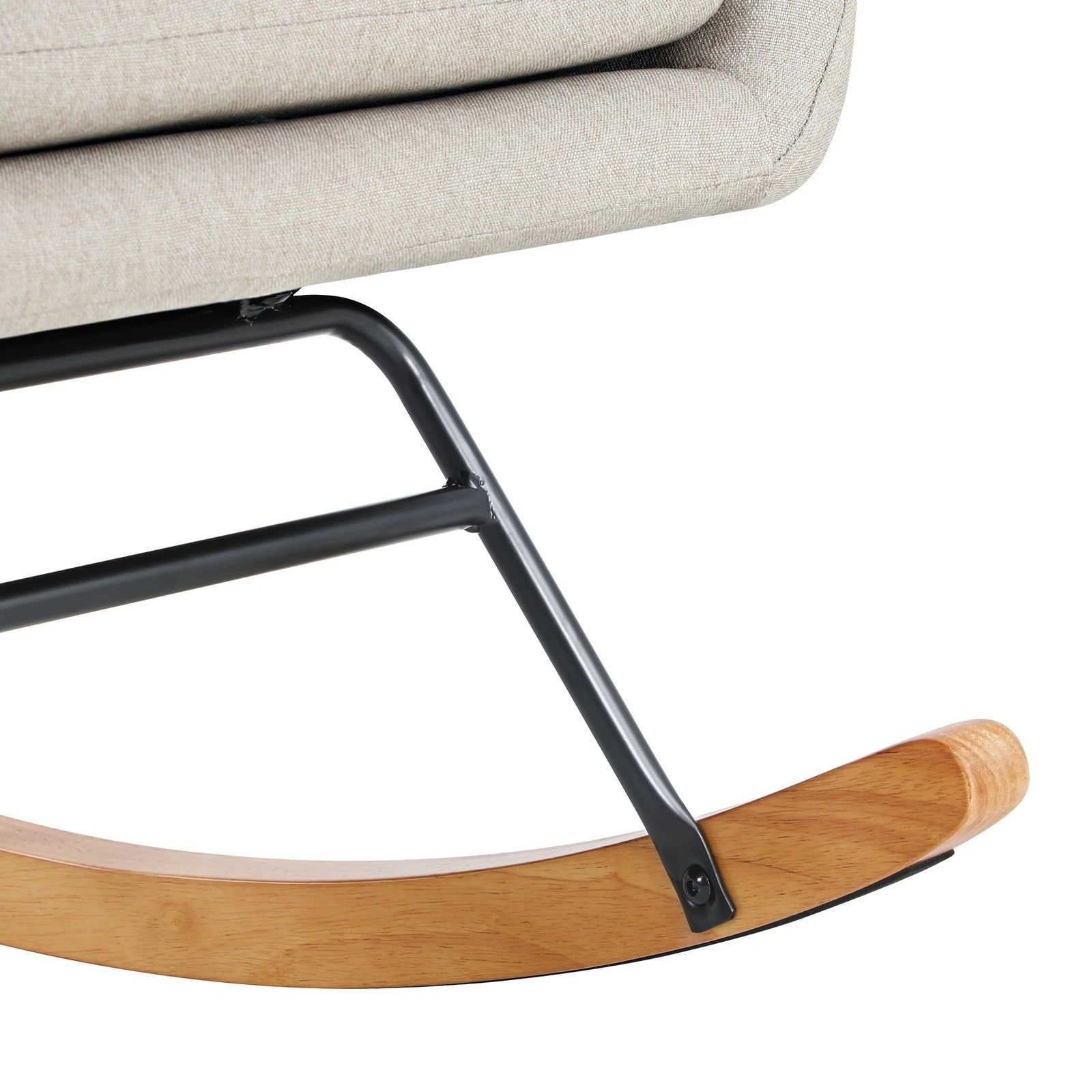 6 Oikiture Rocking Chair Nursing Armchair Linen Accent Chairs With 2 Pillow
 - Beige, 6 of 10