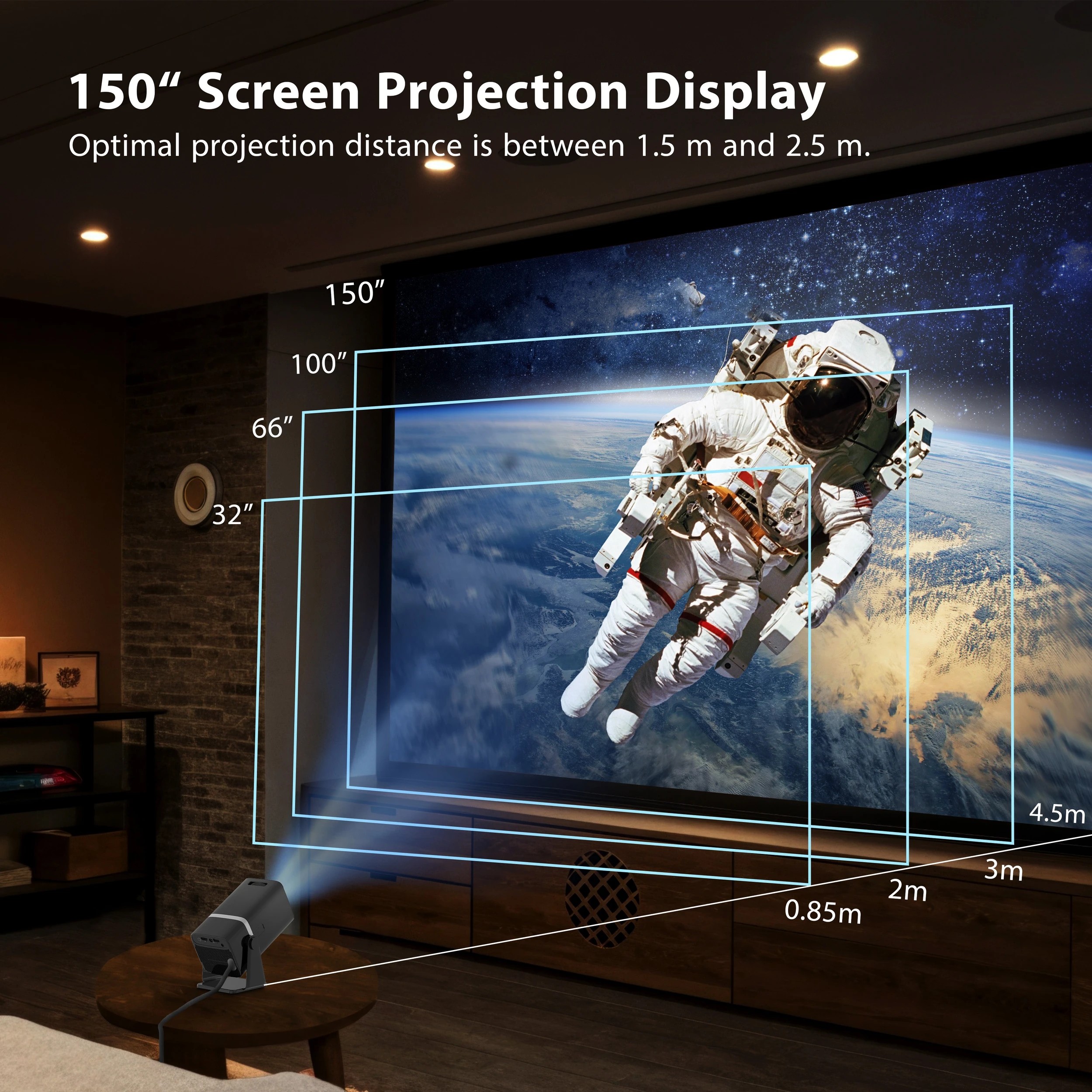 6 Alliums Mini Projector with 5G WiFi, 1080P Supported, PS5 & Phone Compatible - Black, 6 of 9