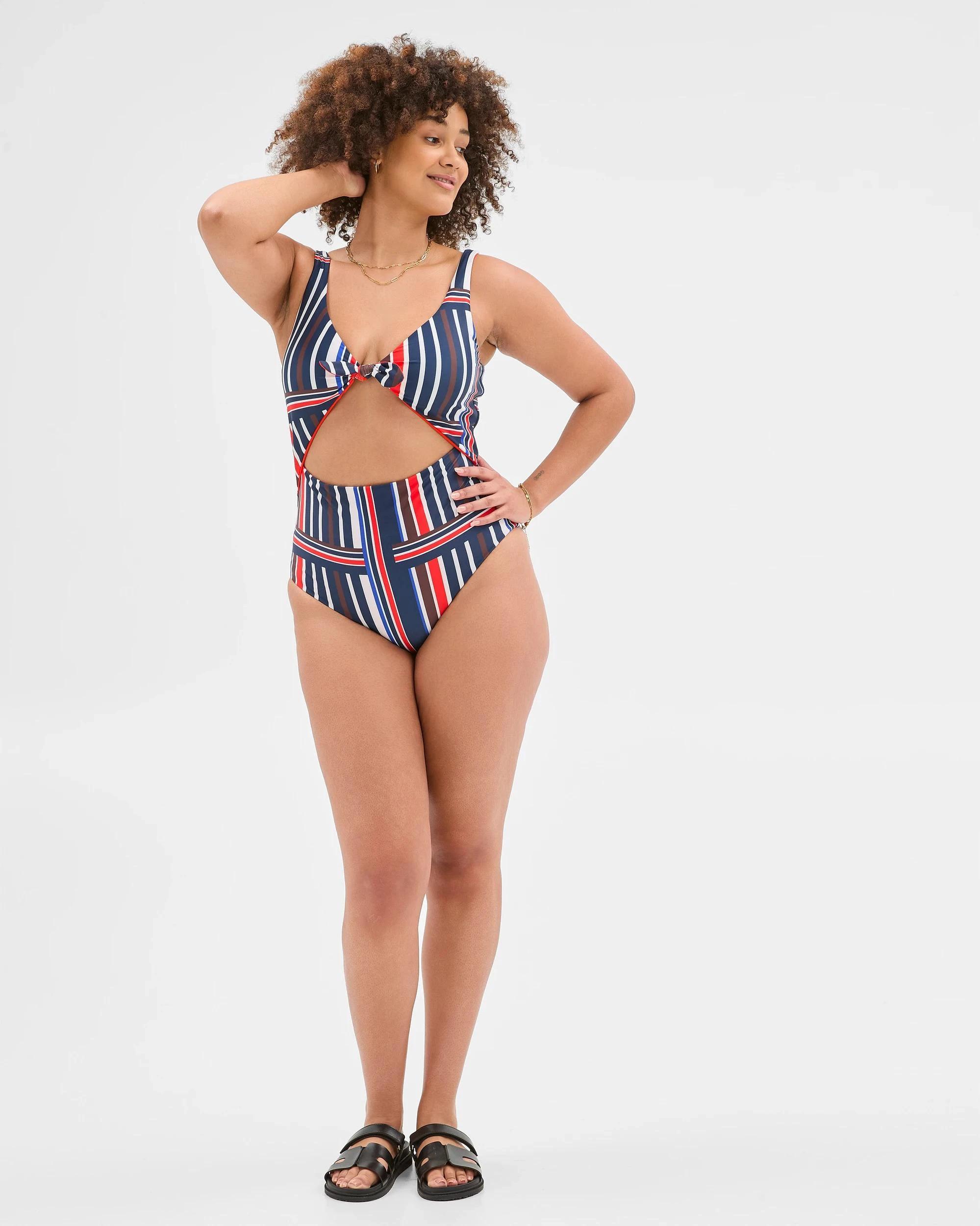 1 Target Resort Reversible Twist Front One Piece Bathers TANGERINE/SUMMER ABSTRACT, 1 of 10