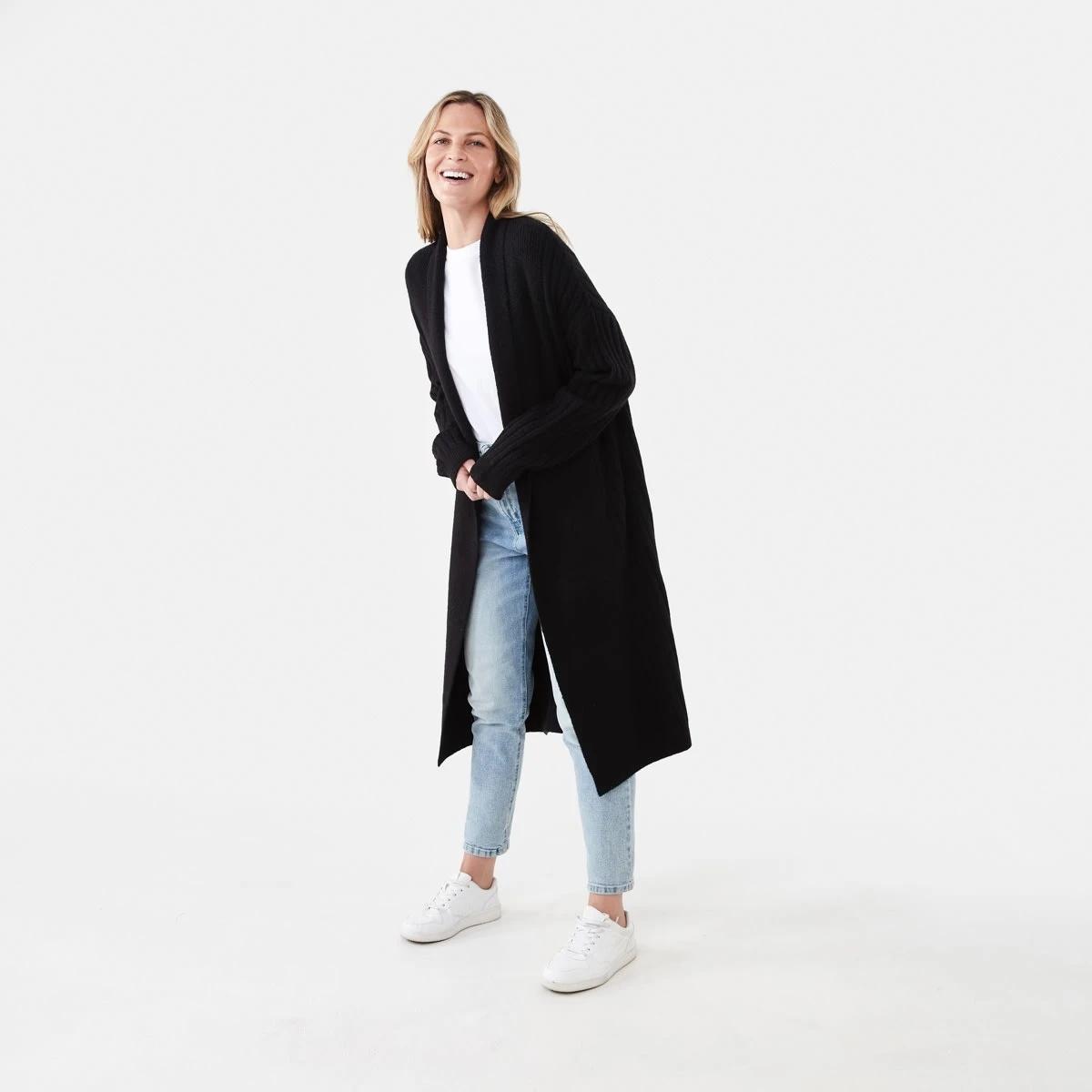 2 Longline Rib Cardigan Black, 2 of 6