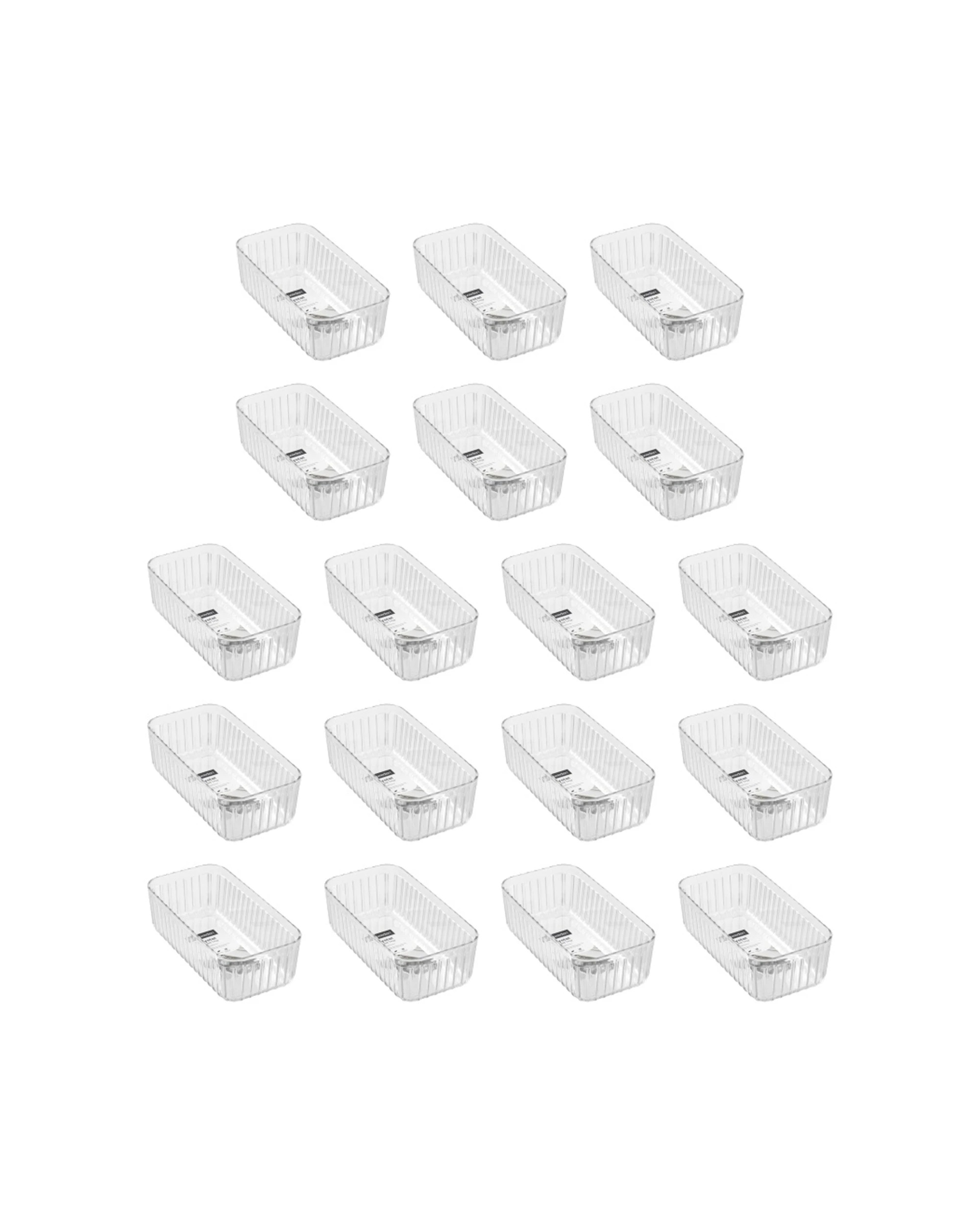 1 Boxsweden 18PK Crystal Ribbed Tray Home Organiser Storage Container - Clear, 1 of 4