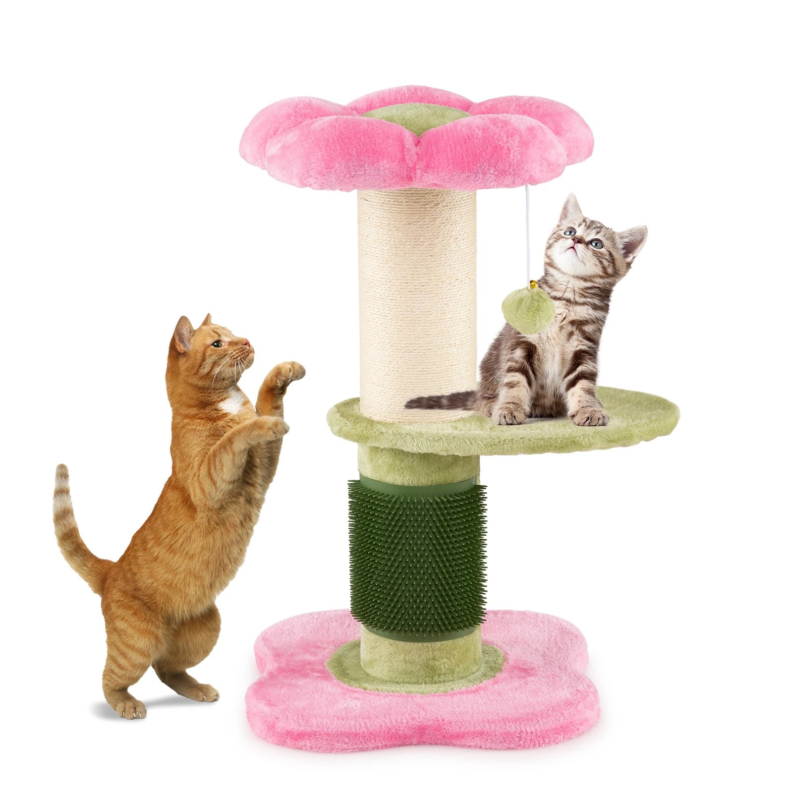 6 Costway 69cm Flower Cat Tree Small Kitten Tower w/Padded Plush Perch - Pink, 6 of 6