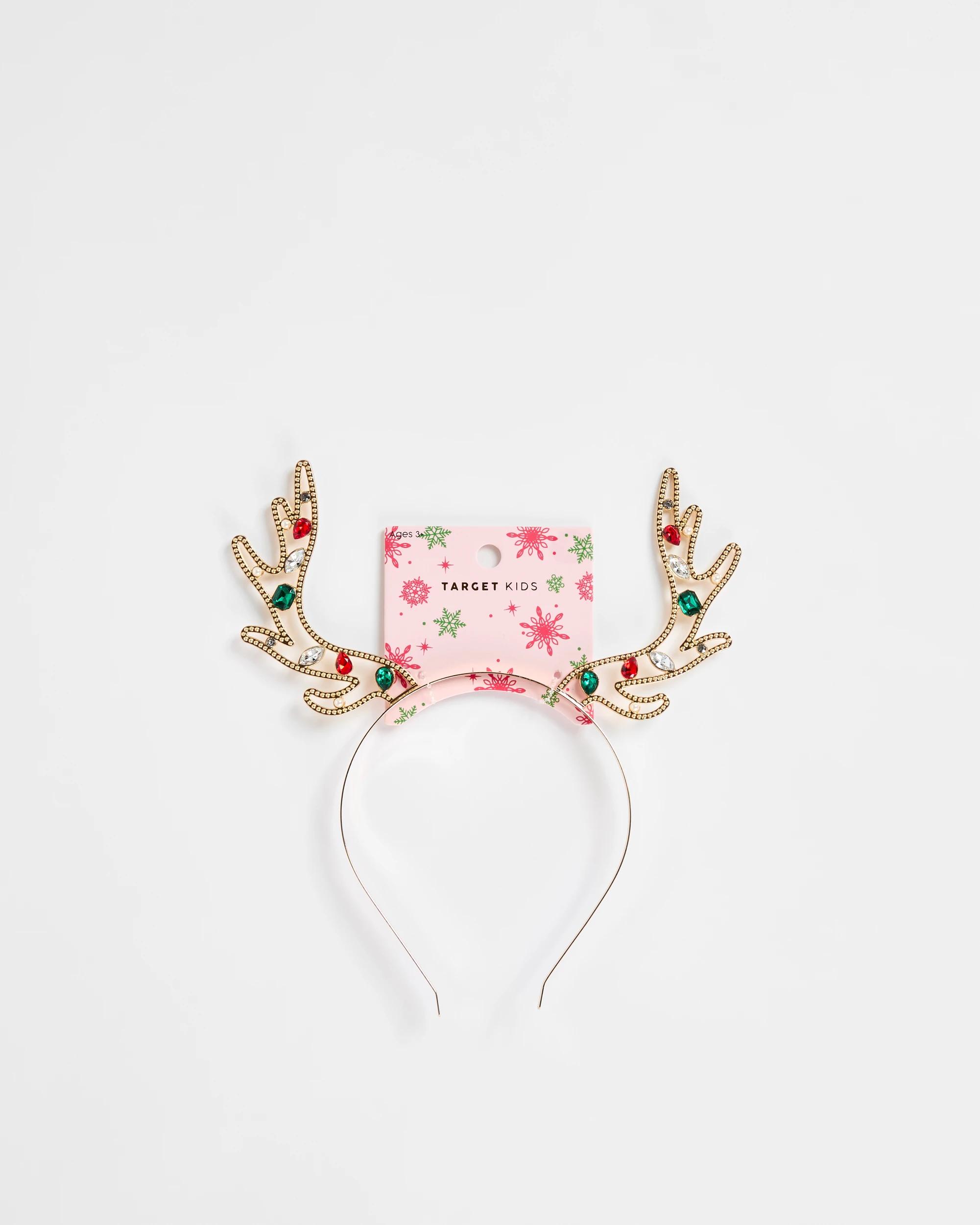 3 Target Kids Christmas Metal Jewelled Antler Headband GOLD, 3 of 3