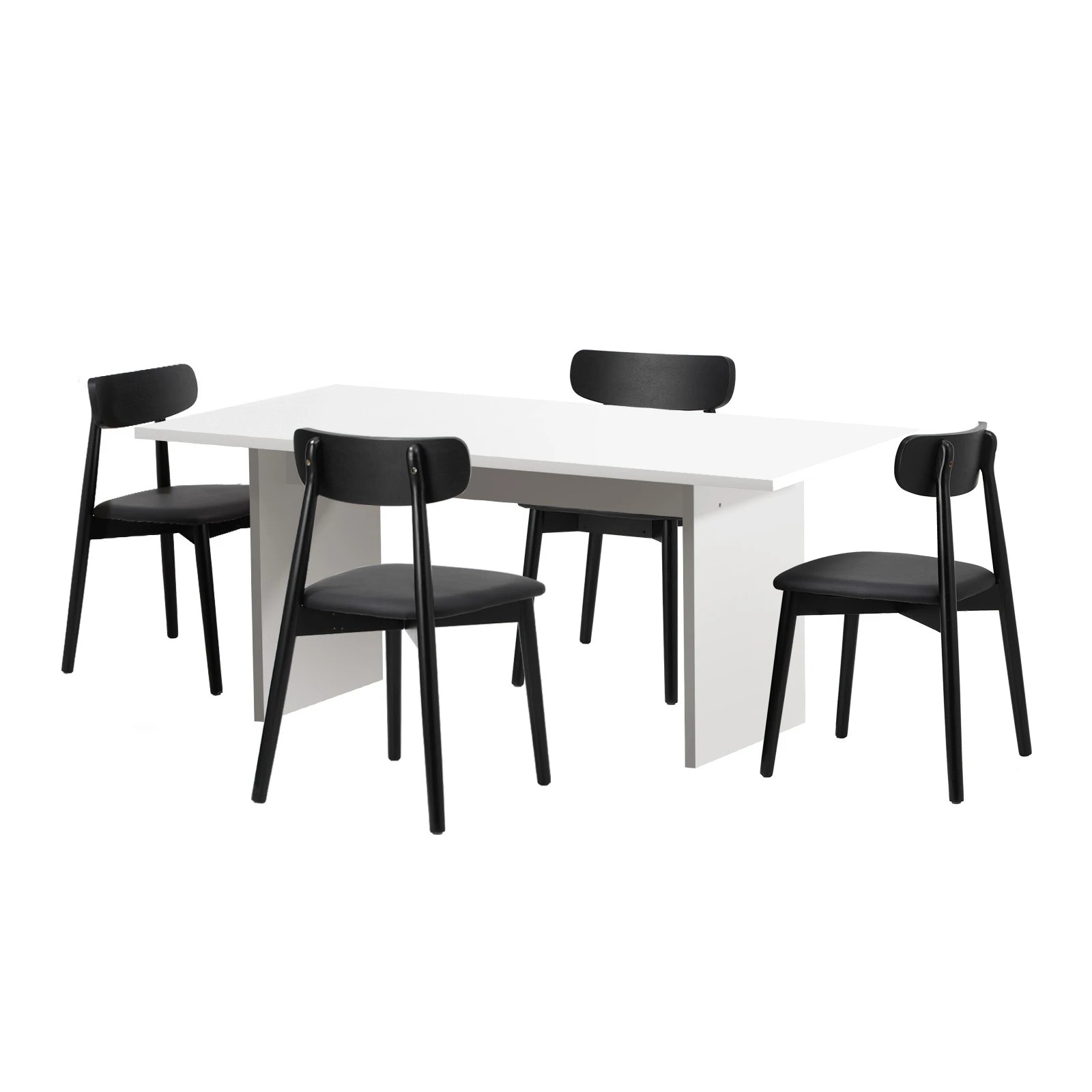 1 Oikiture 4-Seater Dining Table and Chairs Wooden Furniture Set - Black, 1 of 9