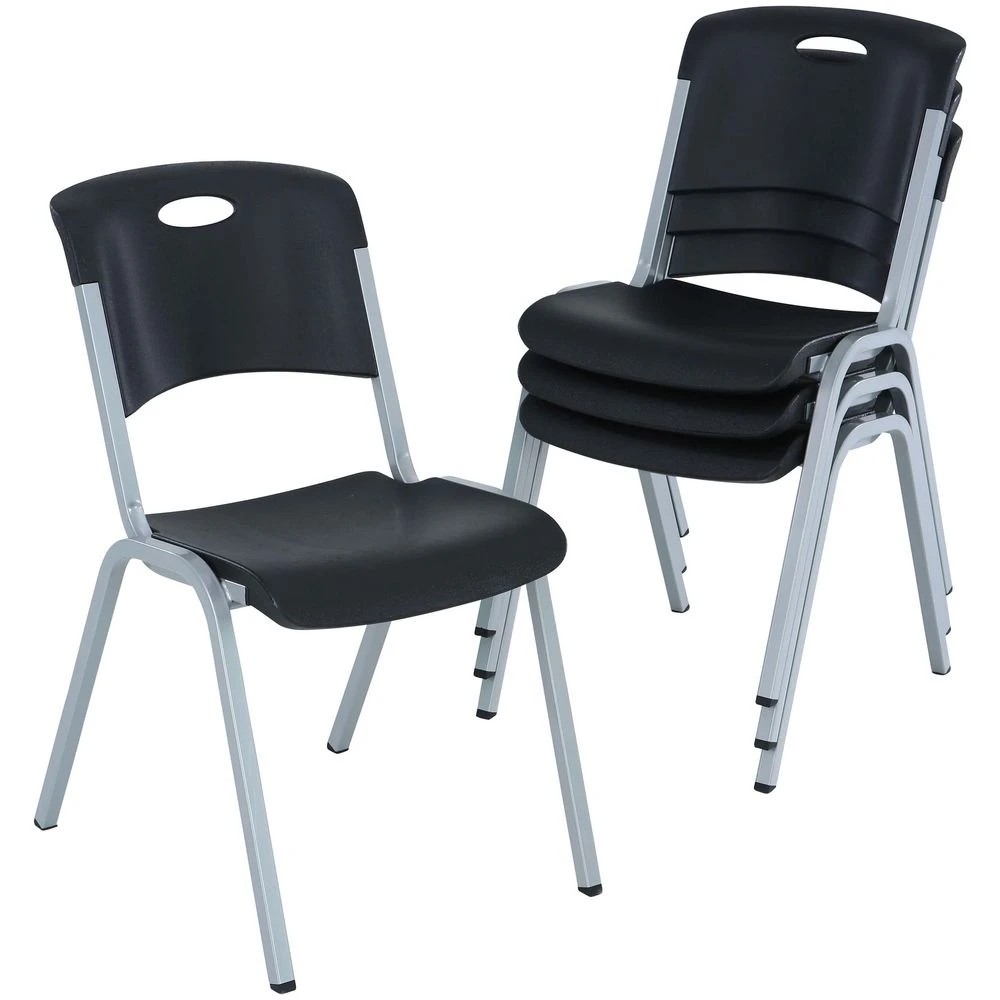 6 Lifetime Stacking Chair Black Visitor Chairs and Stools, 6 of 10