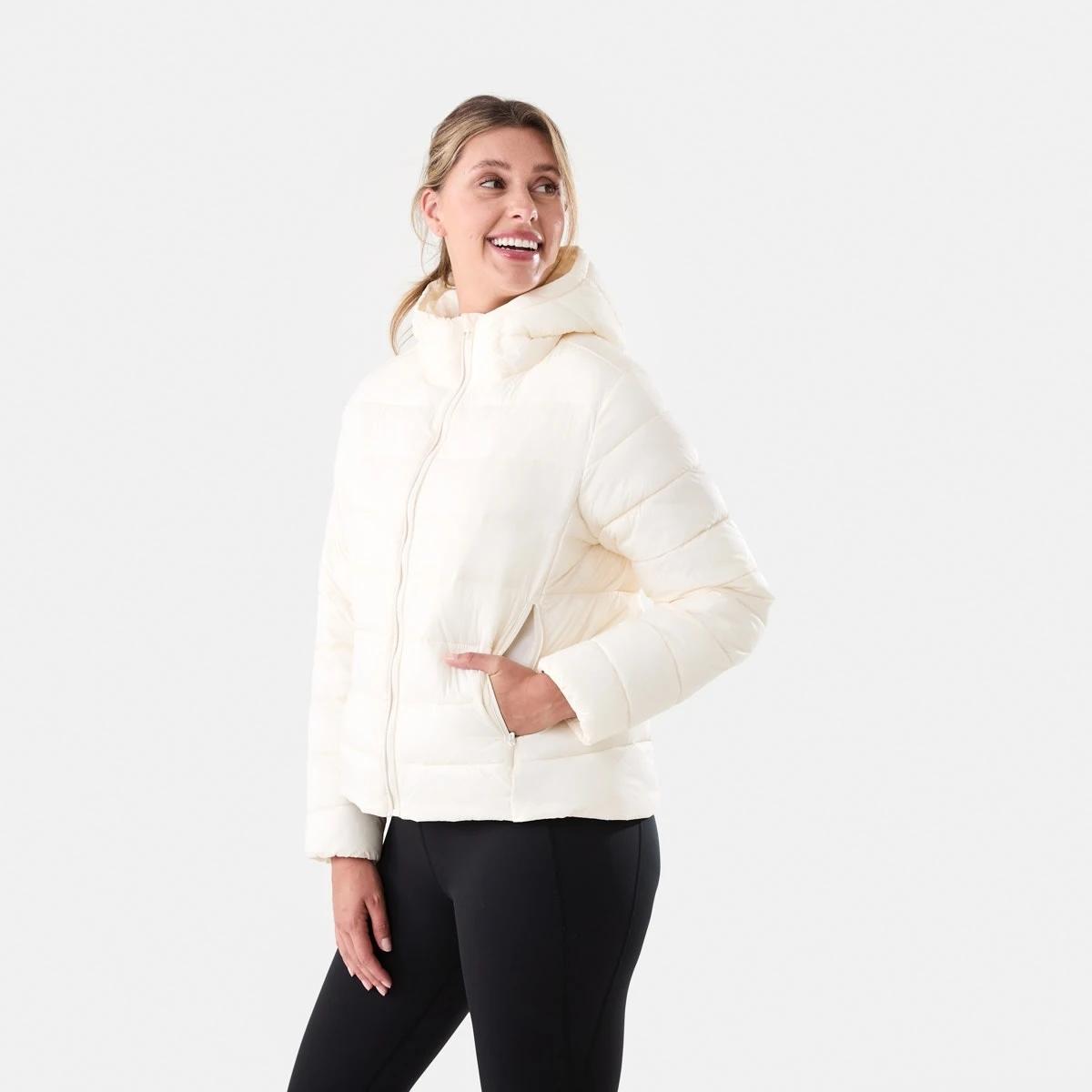 3 Active Womens Packable Puffer Jacket Ecru, 3 of 7