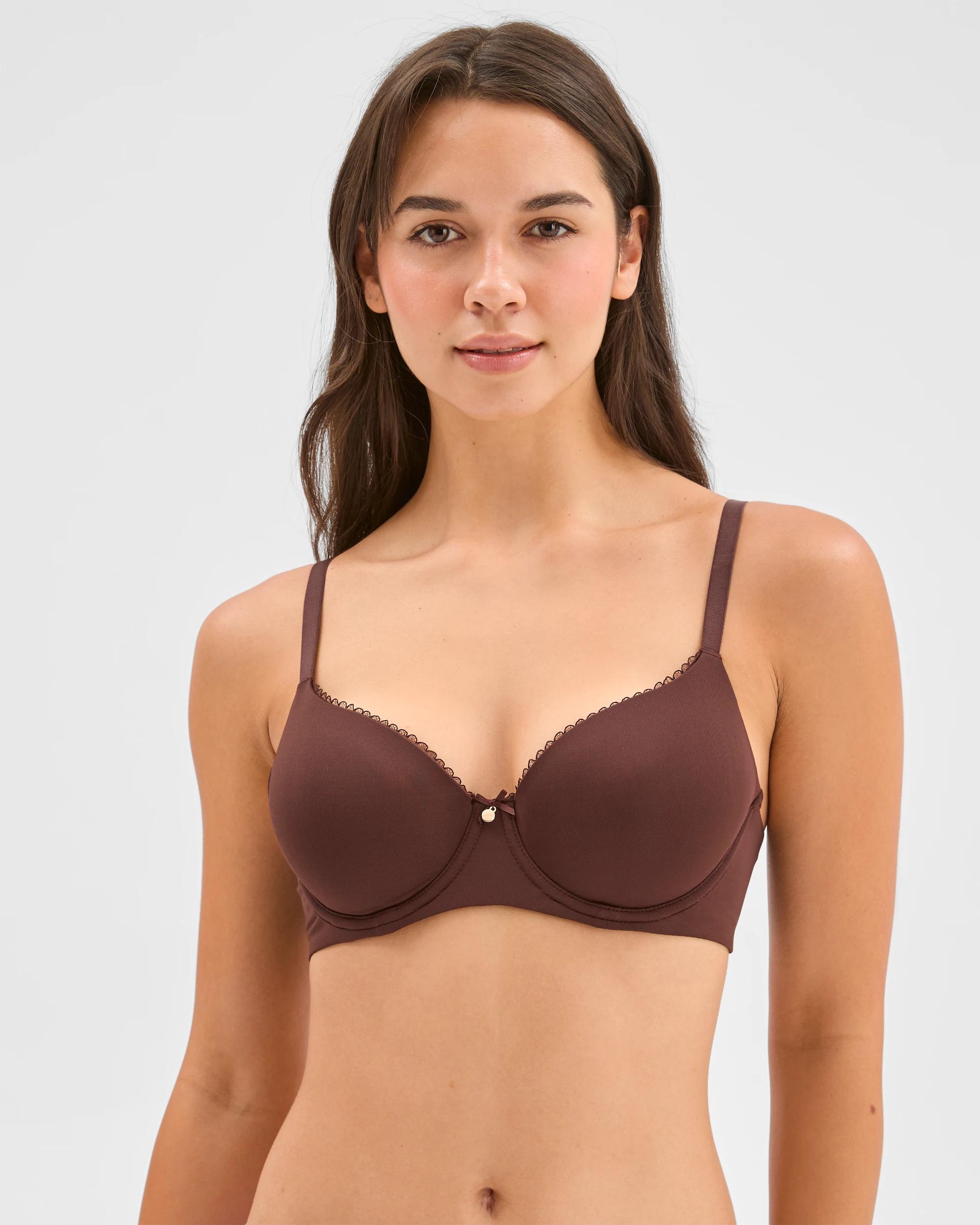 1 Target Woman Underwire Lace Edge Lightly Lined T-Shirt Bra DARK OAK, 1 of 3