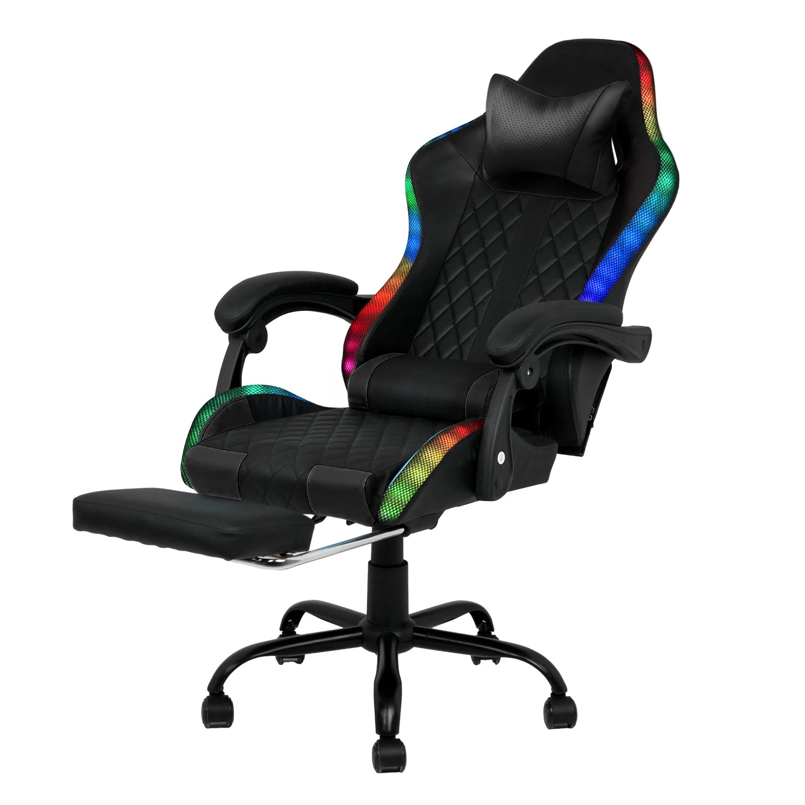 3 Advwin 135° Recline Gaming Chair with Massagers and Led Lights - Black, 3 of 3