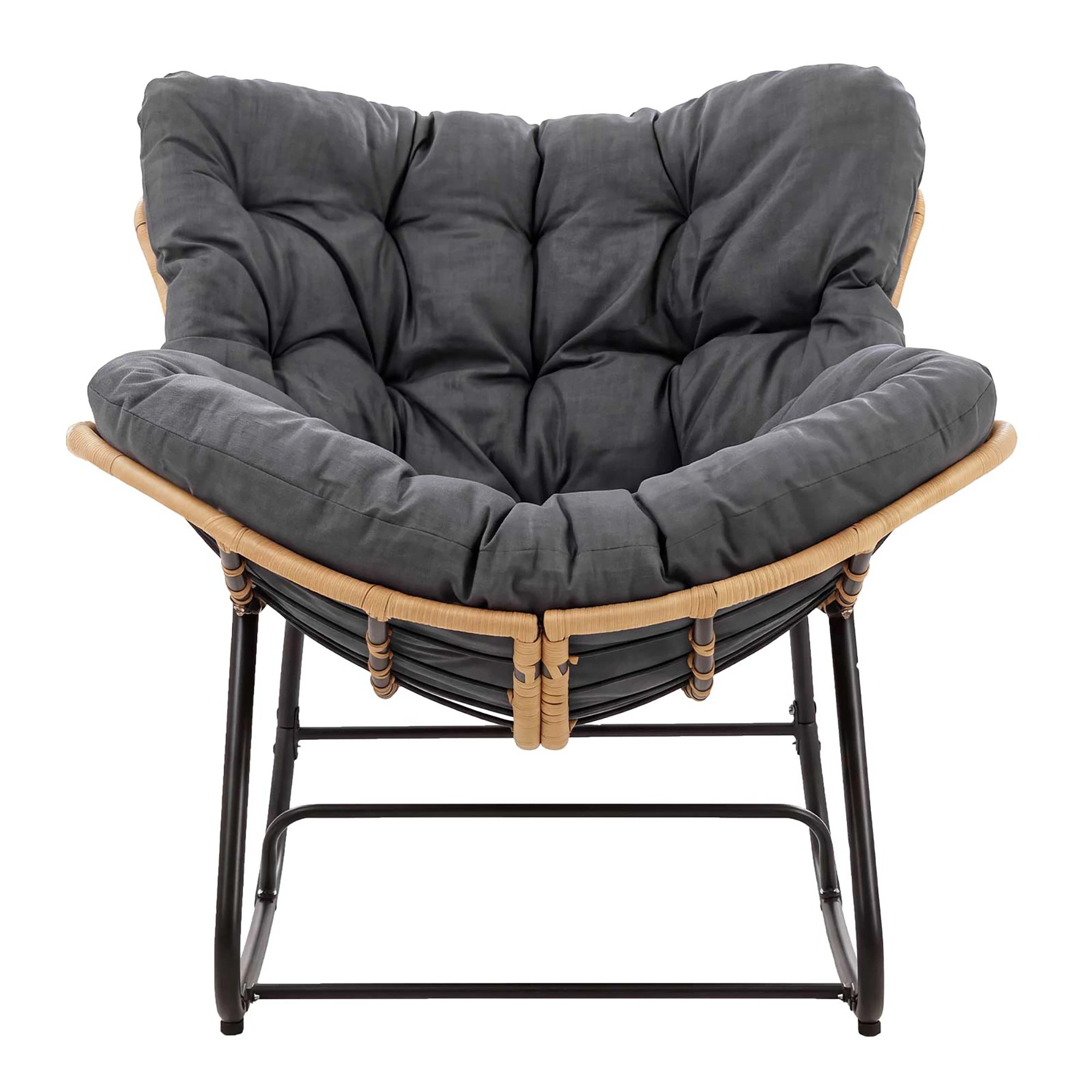 2 Levede Rocking Chair with Thick Cushion PE Rattan Silent Strip Indoor Patio Grey, 2 of 8