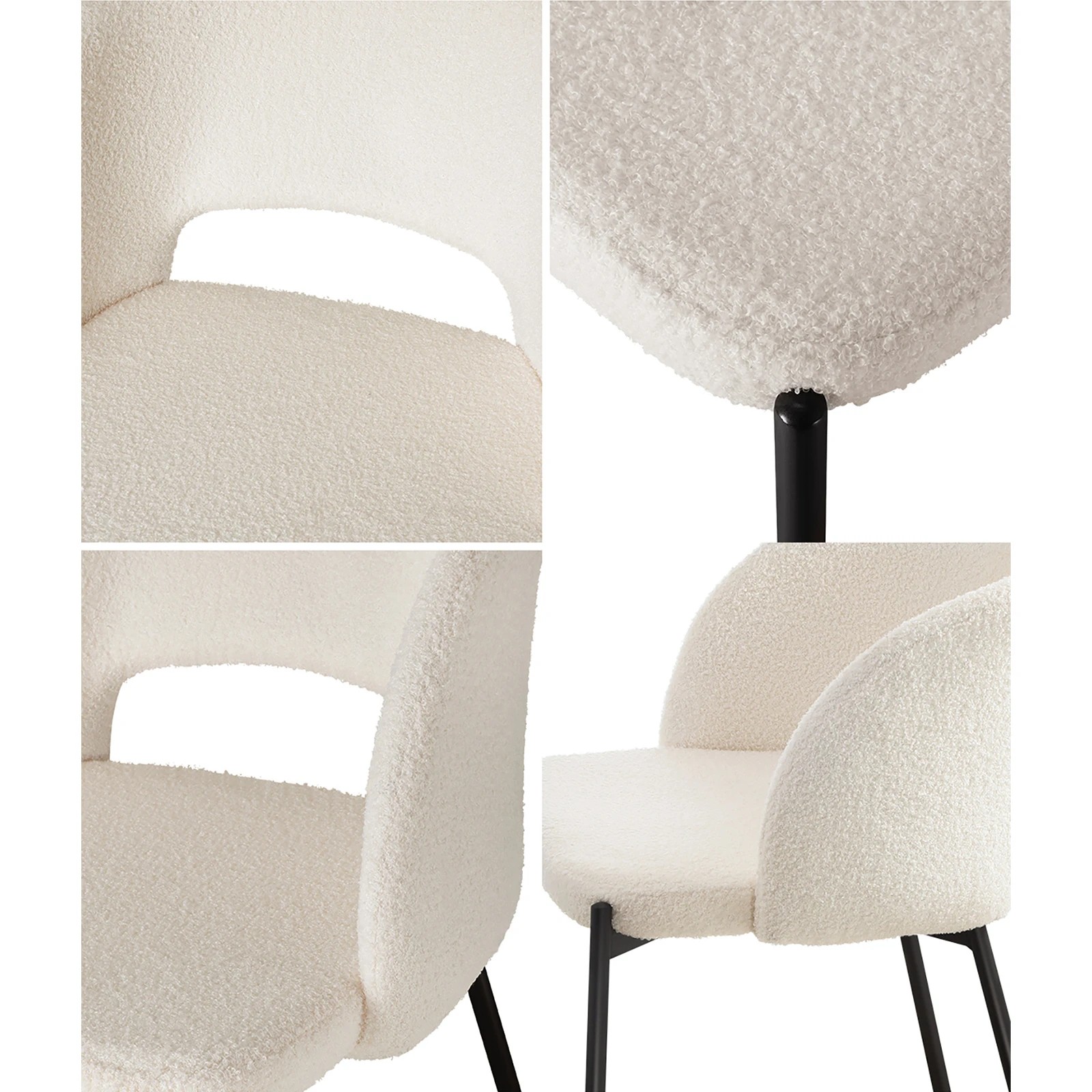 4 Oikiture 2x Sherpa Dining Chair Accent Chairs Tub Armchairs Metal Legs
 - White, 4 of 10