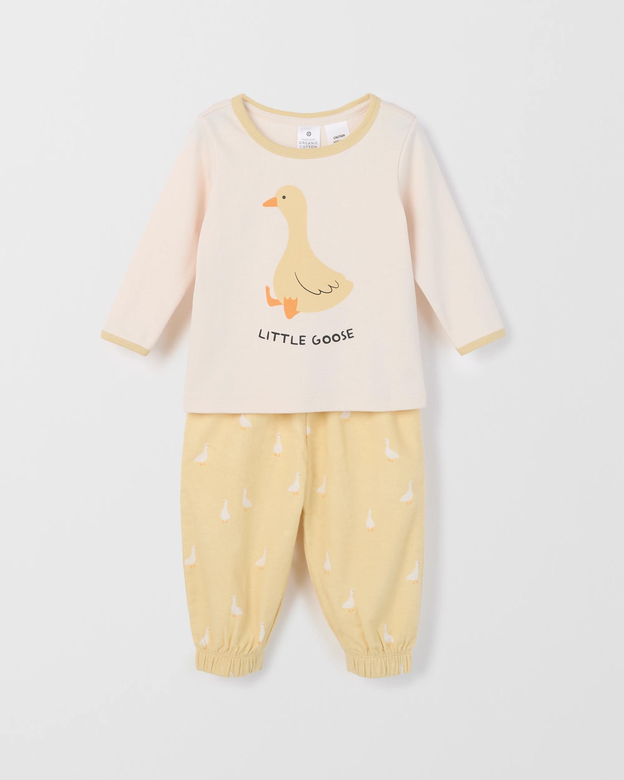 3 Target Baby Baby Organic Cotton Knit Top and Flannel Pants Pyjama Set GOOSE, 3 of 4