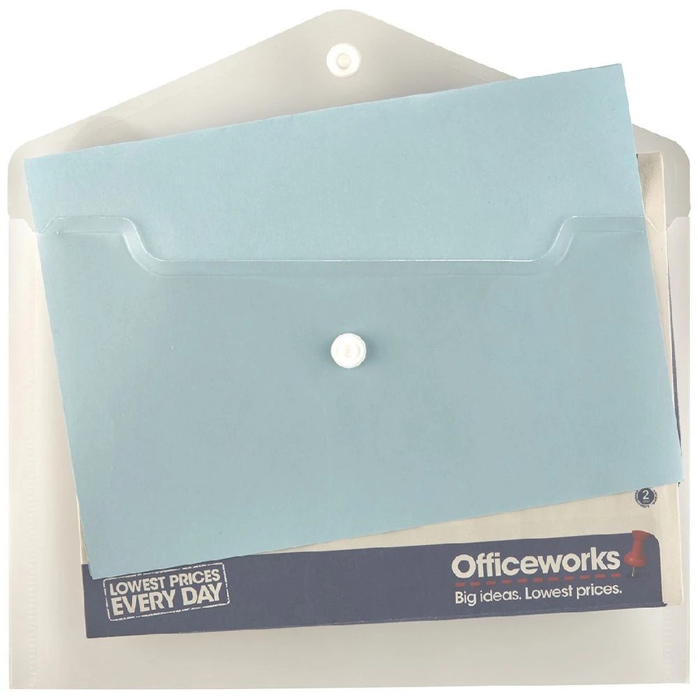 1 Keji Document Wallet A5 Button Closure Clear 5 Pack, 1 of 1