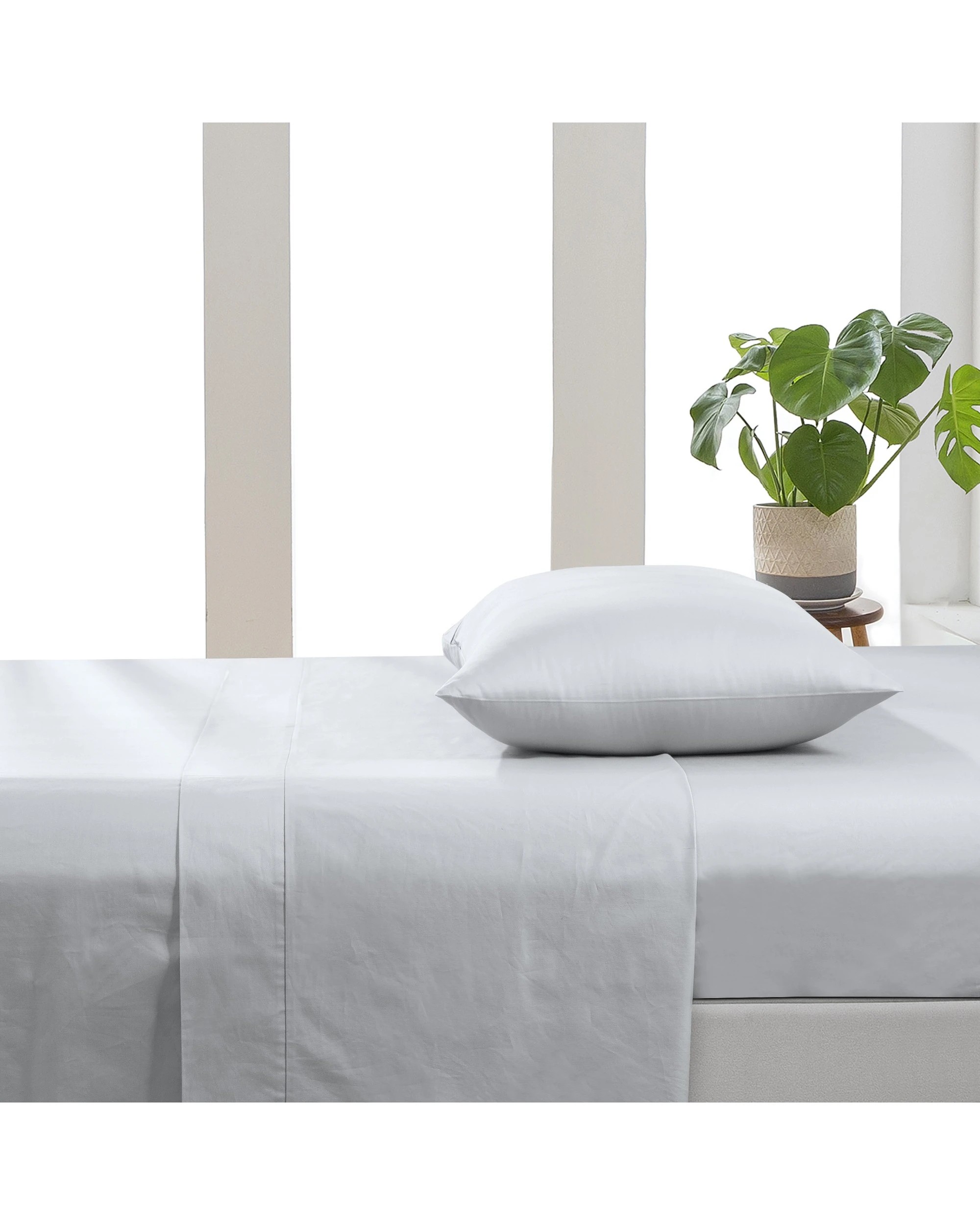 1 ESSN 500TC Cotton Sateen Flat Sheet - Queen Bed - Silver, 1 of 6