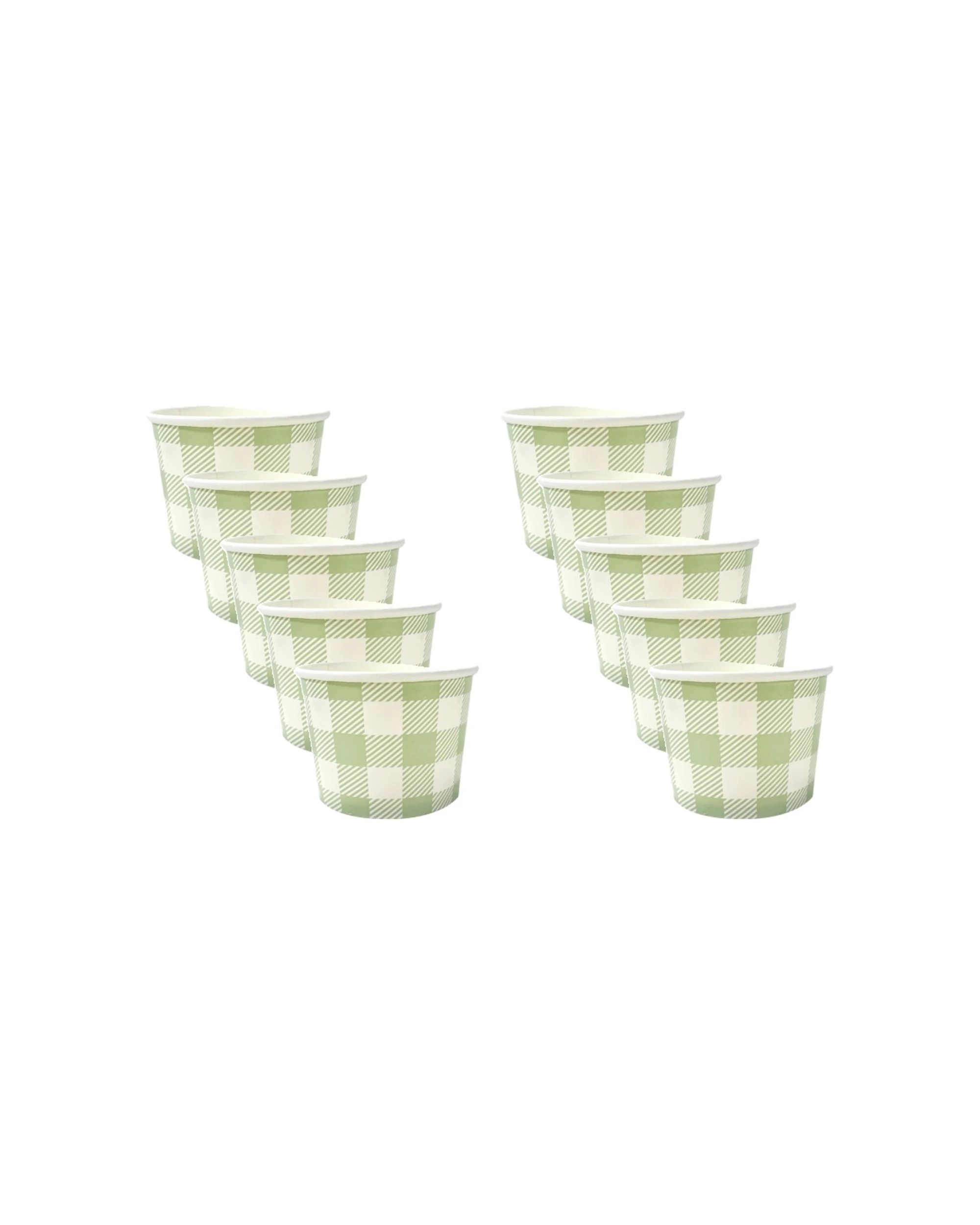 1 Party Maker 10pc Gingham Disposable Paper Tub Tableware Party Supplies - Green, 1 of 4