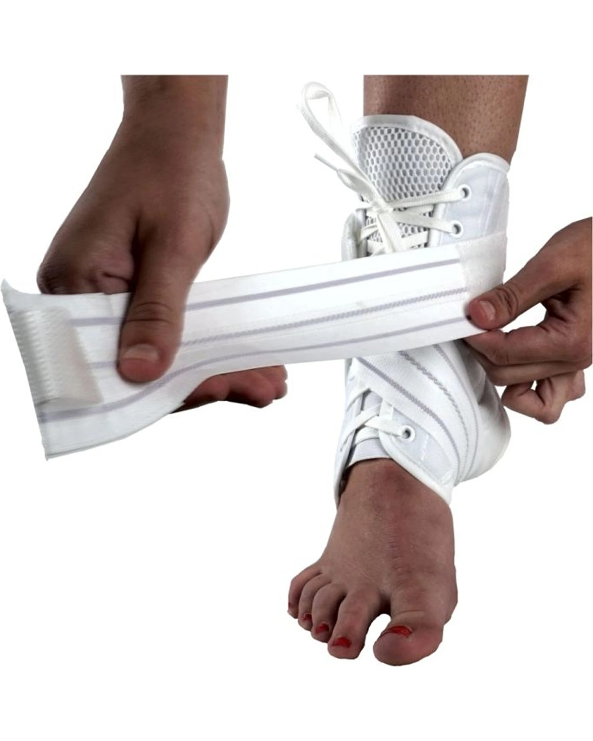 1 Bodyassist Sports Lock Lace-Up Ankle Guard Support Brace X-Large - White, 1 of 1