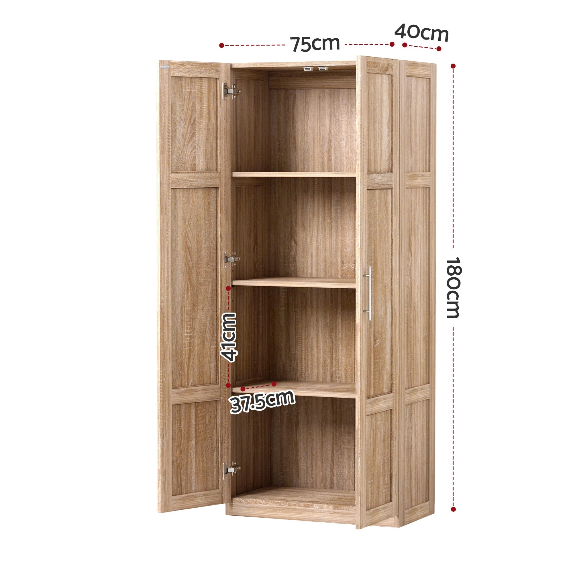 3 Artiss 2x Buffet Unit Cabinet Sideboard Pantry 180cm - Natural, 3 of 8
