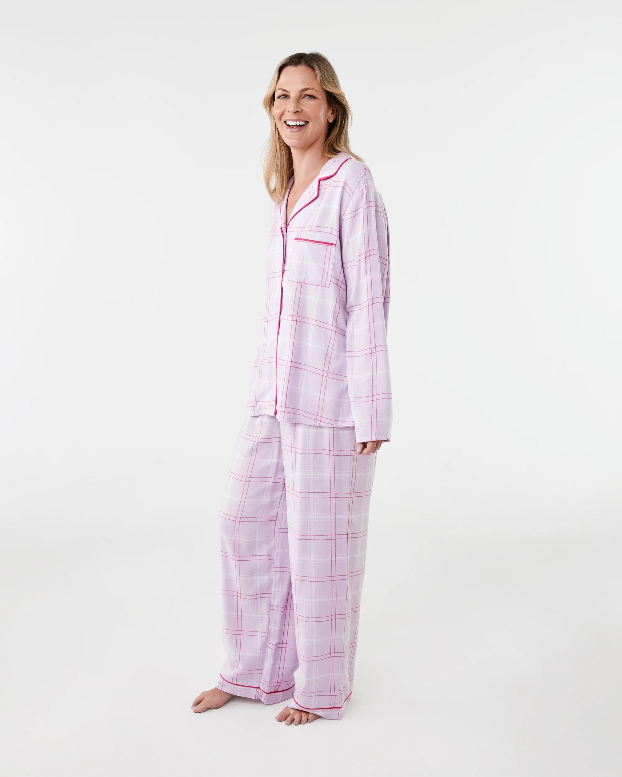 2 Classic Flannel Pyjama Set Pk Prp Chk, 2 of 9