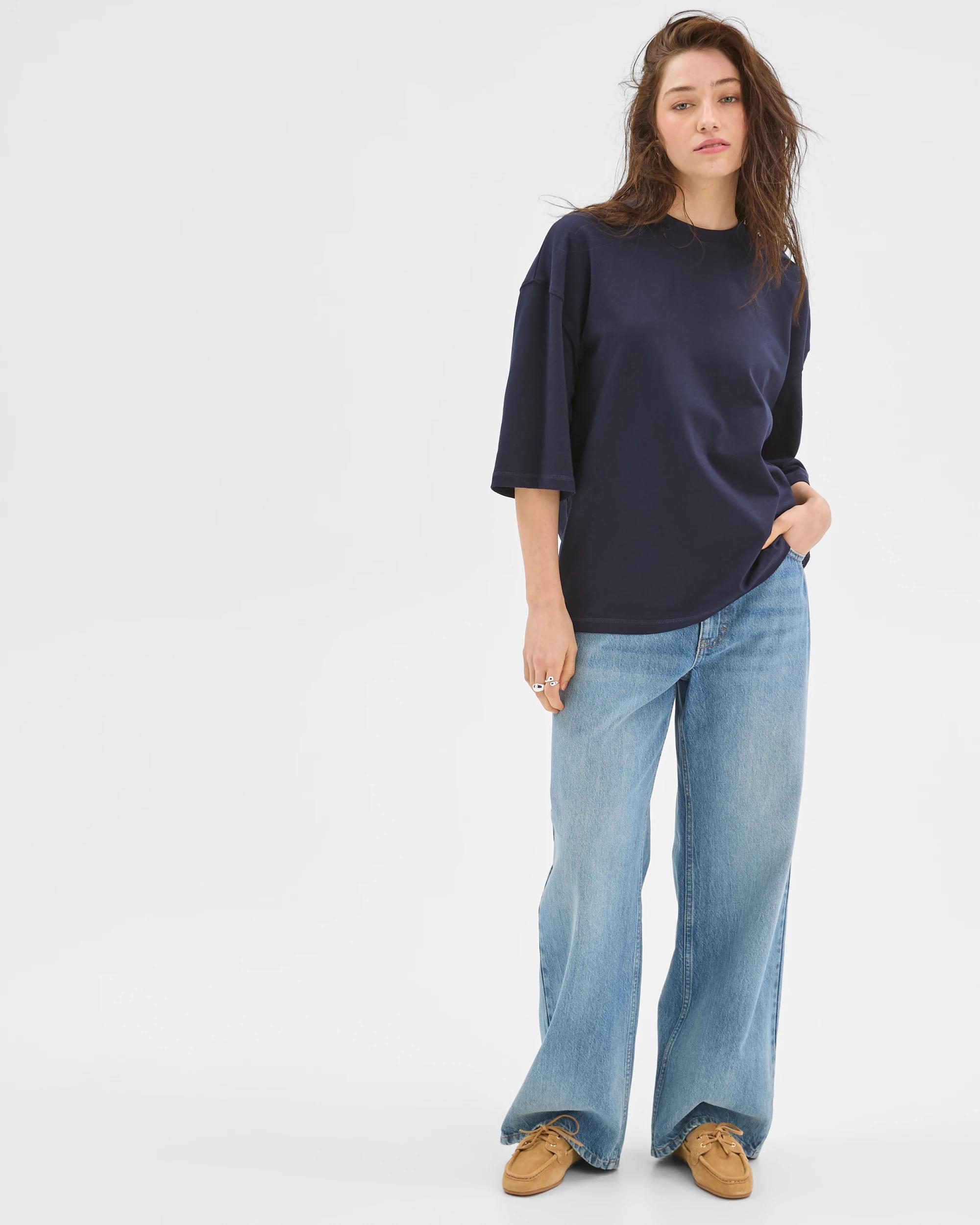 3 Lily Loves Australian Cotton Oversized T-Shirt NAVY, 3 of 7