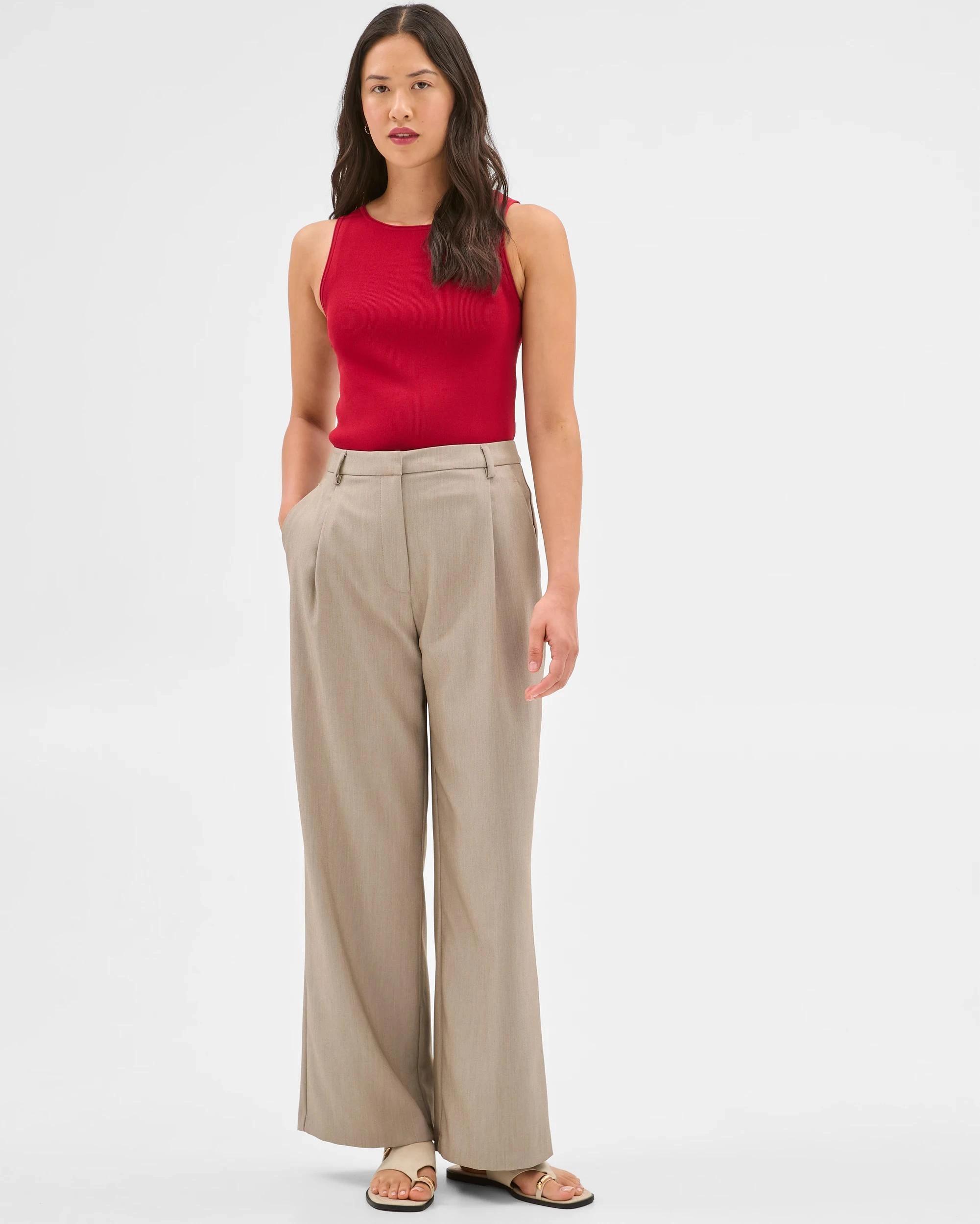 2 Boat Neck Crepe Tank Top - Preview CRIMSON, 2 of 5