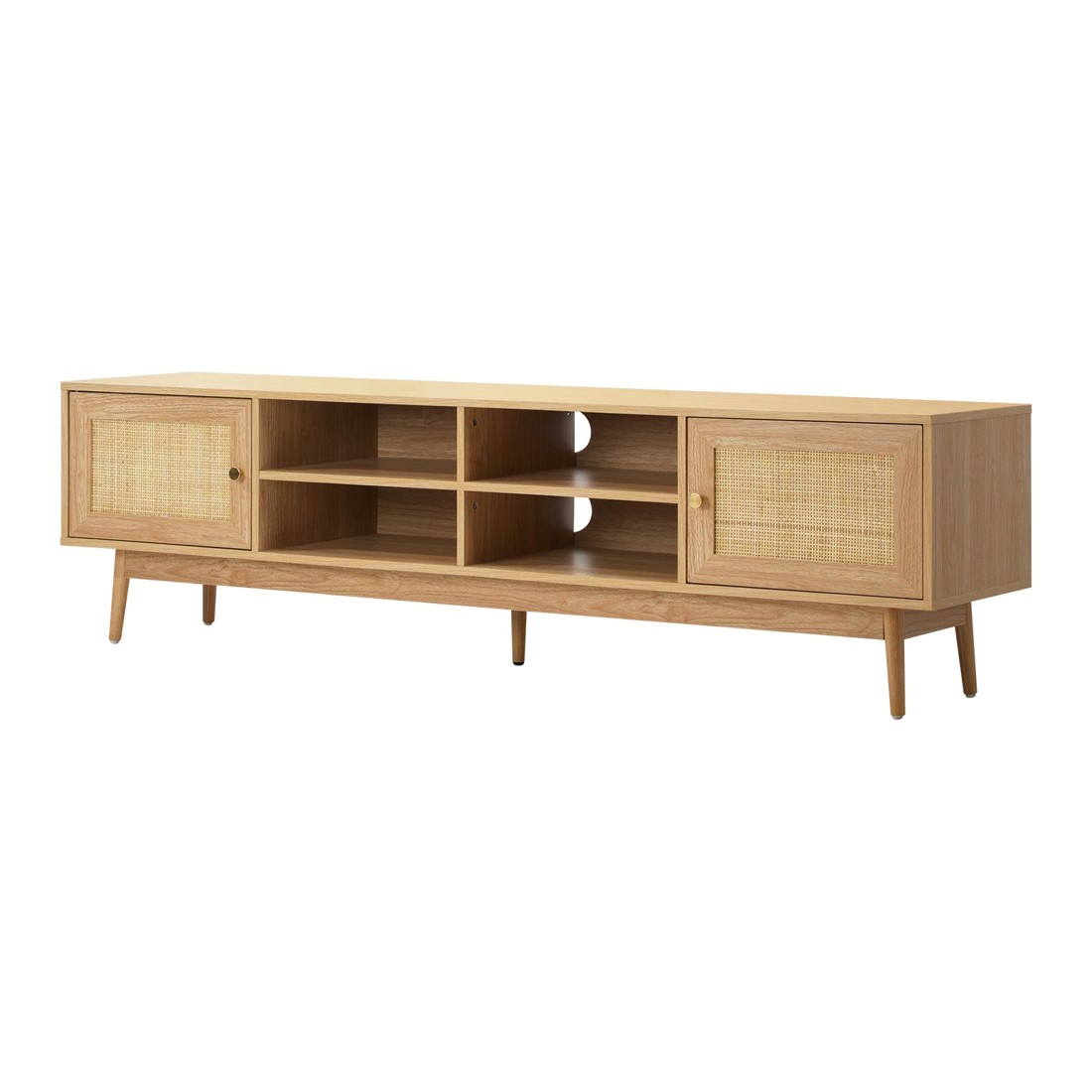 1 Oikiture Tv Cabinet Entertainment Unit Rattan Drawers 180cm
 - Natural, 1 of 10