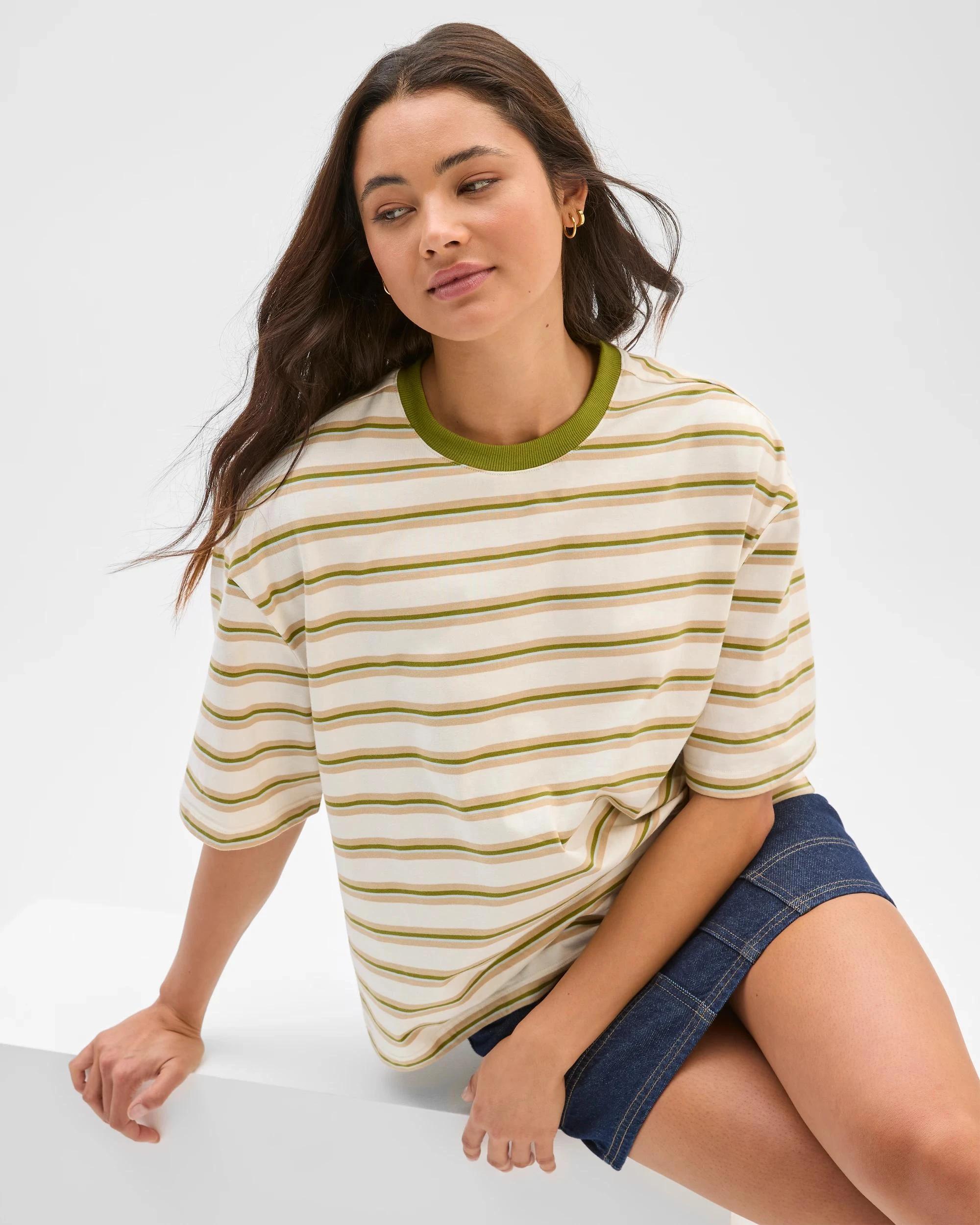 1 Lily Loves Australian Cotton Striped Retro T-Shirt MARTINI STRIPE, 1 of 6