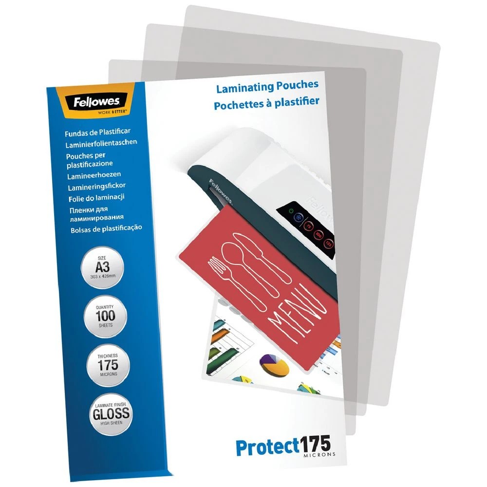 3 Fellowes A3 175 Micron Laminating Pouch Gloss 100 Pack, 3 of 4