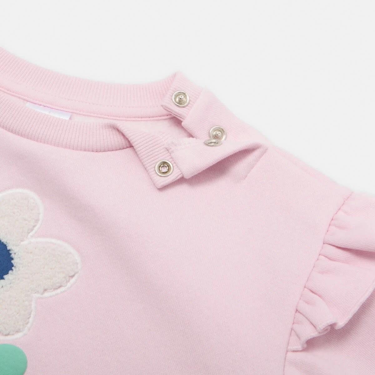 4 Frill Drop Shoulder Sweatshirt Pnk Flower, 4 of 4