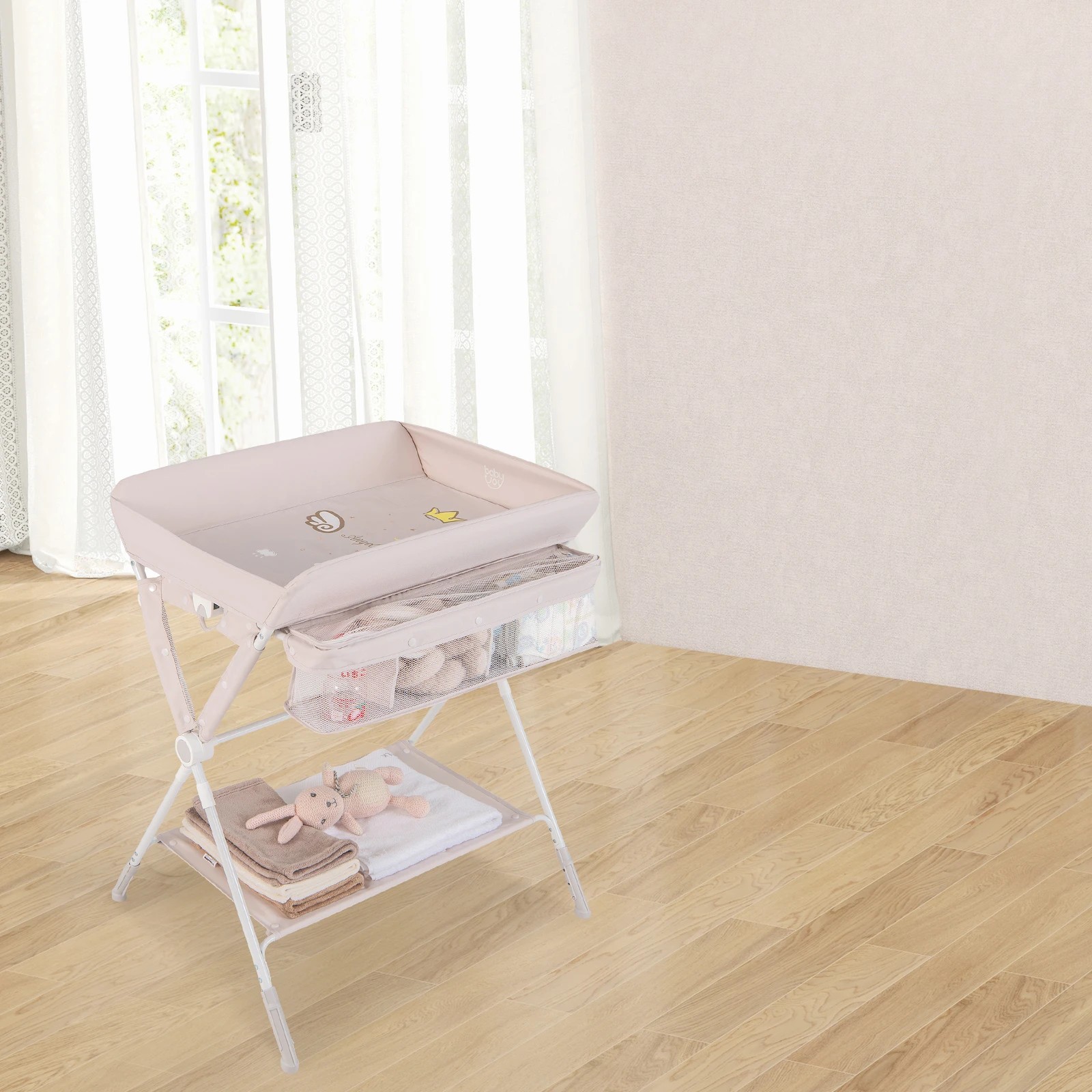 5 Costway Foldable Changing Table Diaper Organizer w/Wheels, 5 of 5