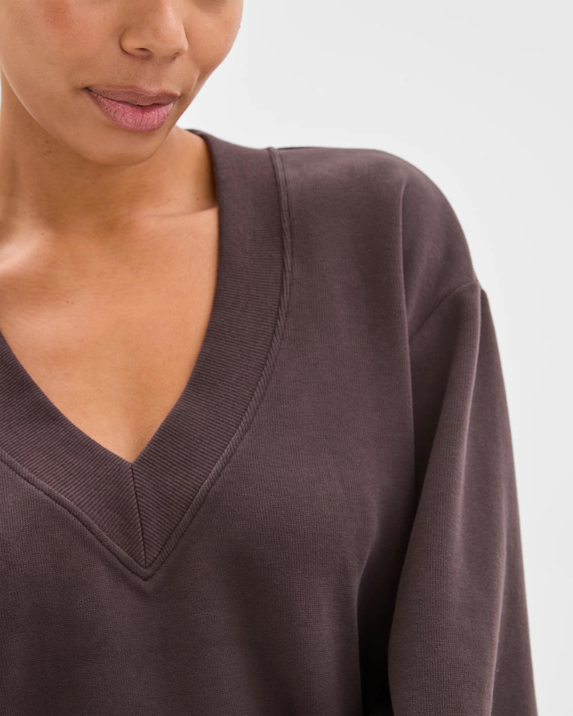 3 Target Active Active Australian Cotton Blend Sueded Rib V-Neck Jumper COCOA, 3 of 6