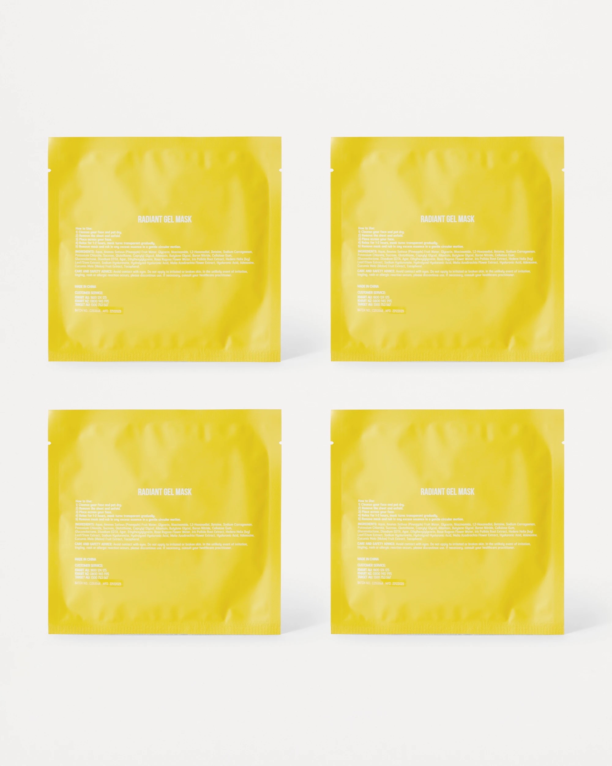 3 OXX Skincare 4 Pack Radiant Gel Masks - Pineapple Water, Niacinamide and Glutathione, 3 of 4