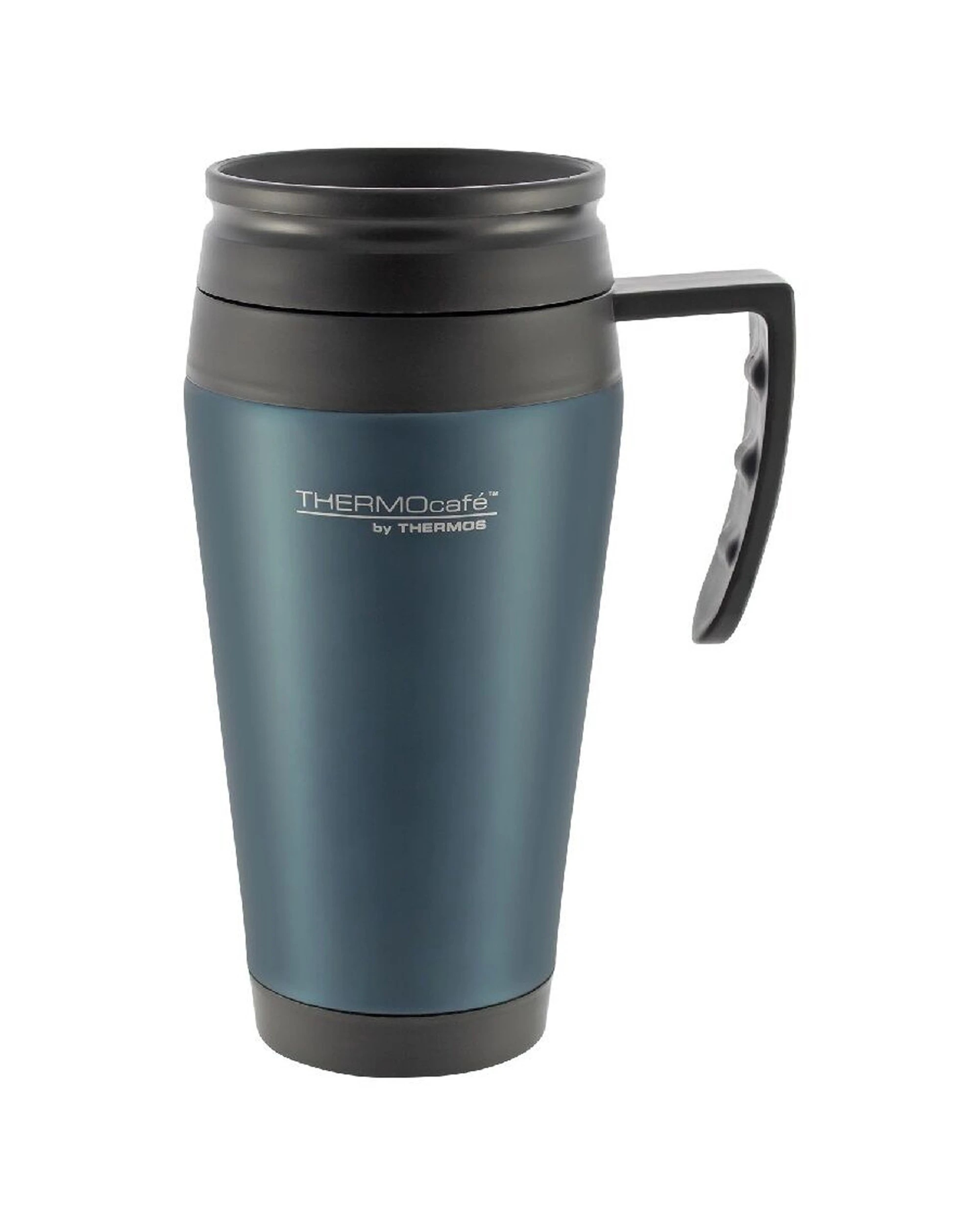 1 Thermos Thermocafe Double Wall Insulated Travel Mug 400ml Vacuum Flask - Blue, 1 of 3