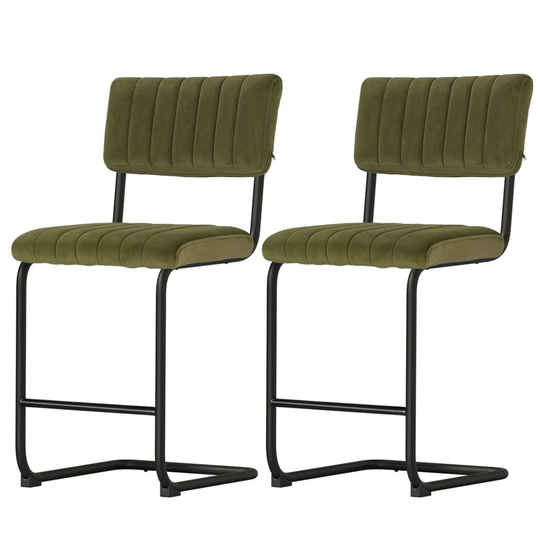 4 Artiss 2x Bar Stools Velvet Chairs Green - Green, 4 of 7