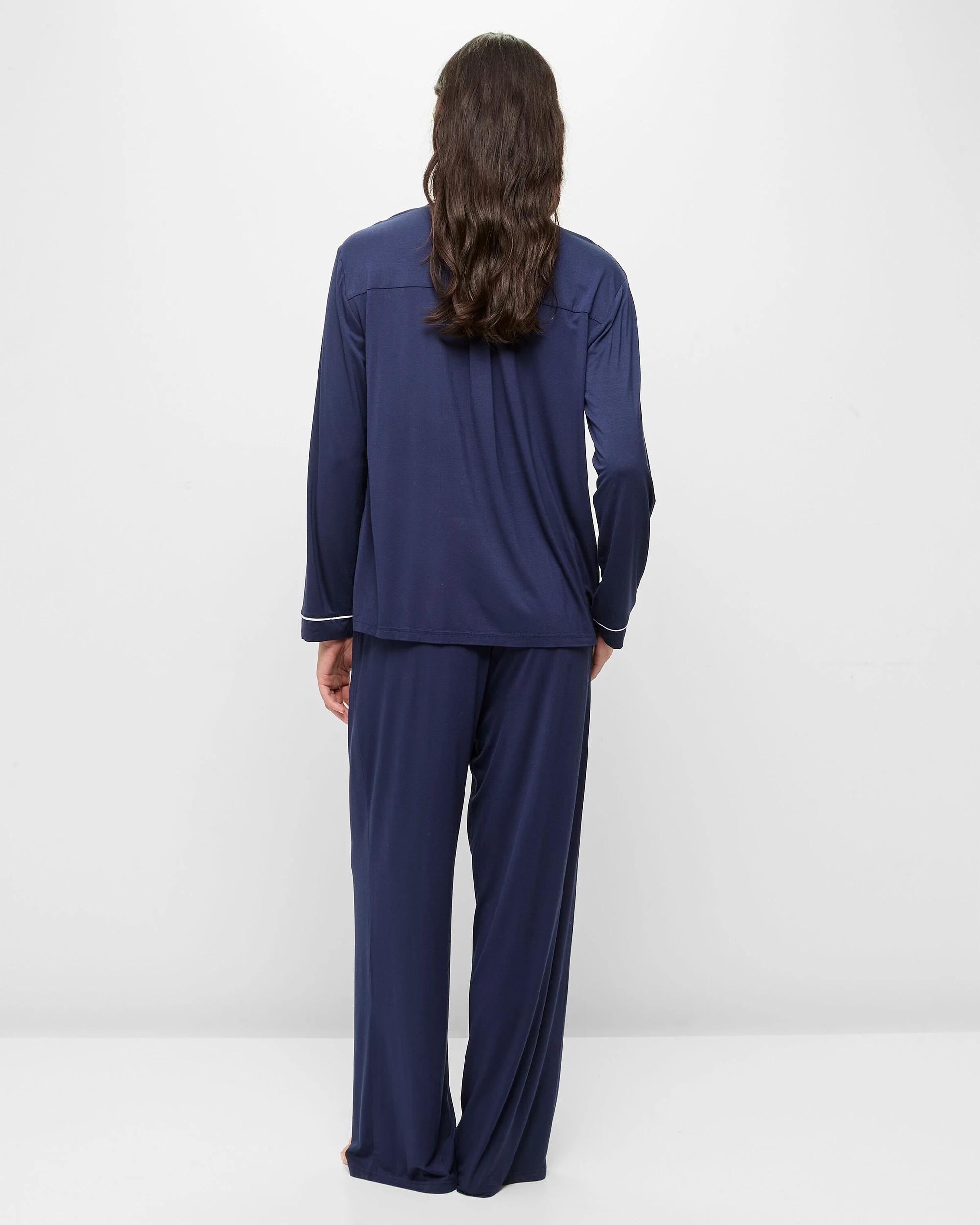 4 Target Woman Soft Comfort Bamboo Long Sleeve Pyjama Set NAVY BLUE, 4 of 5