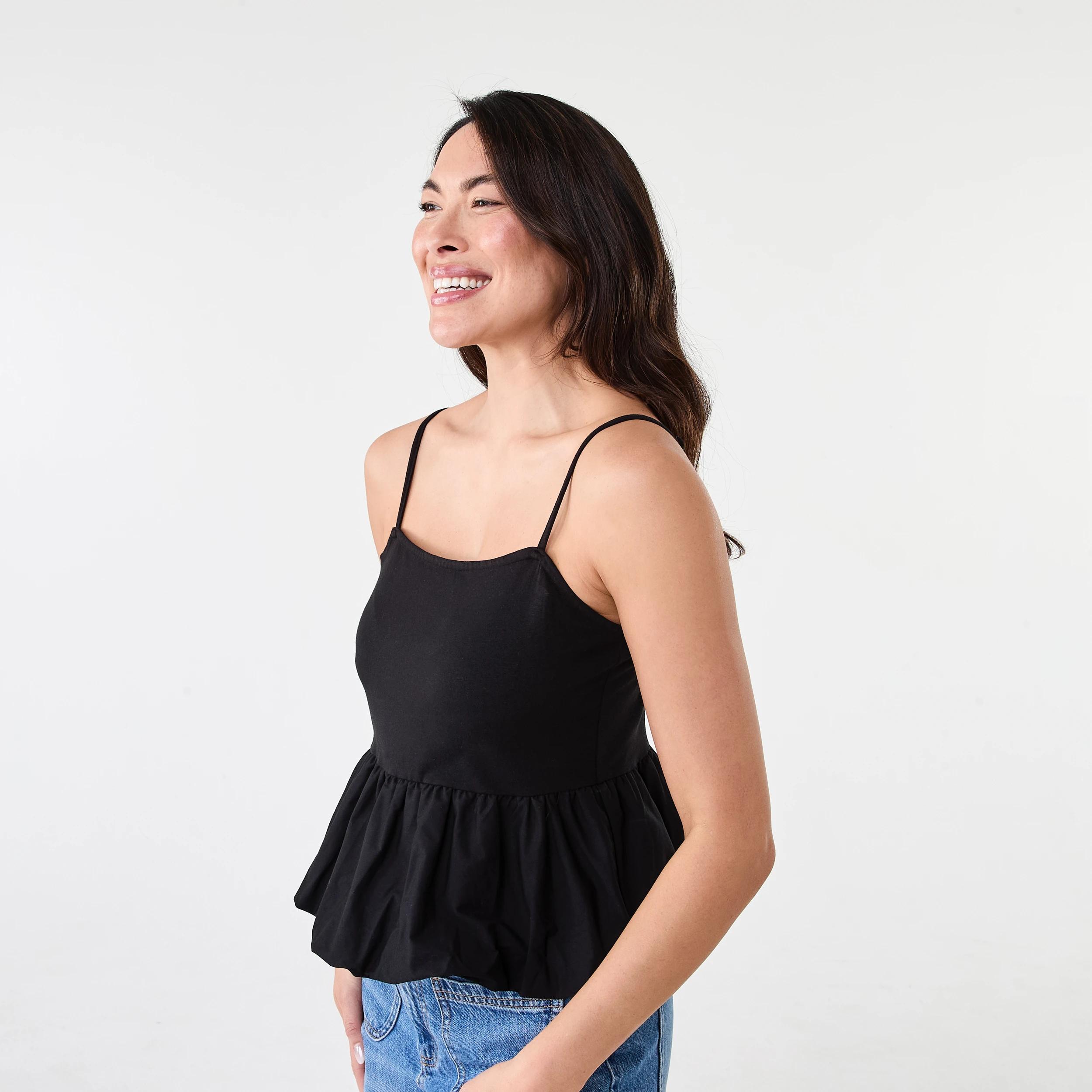 2 Sleeveless Bubble Hem Top Black, 2 of 6