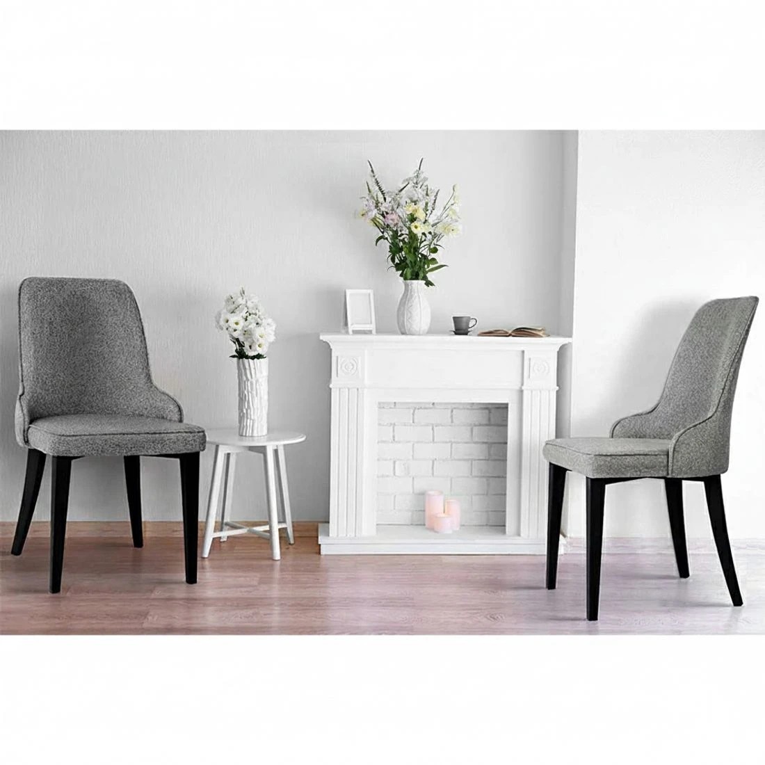 5 Artiss Dining Chairs Set of 2 Linen Fabric - Grey, 5 of 8