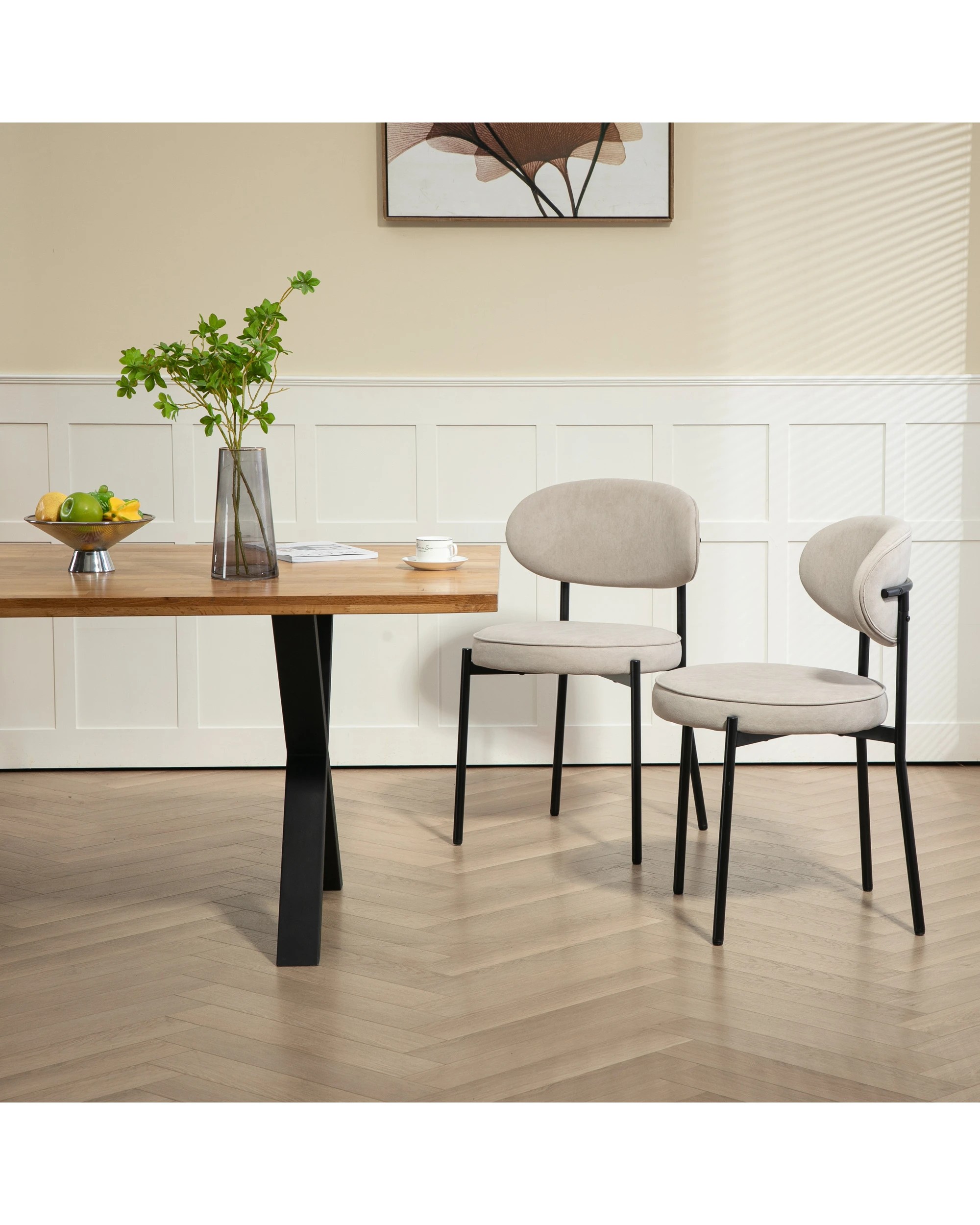 4 IHOMDEC Round Dining Chair Set of 2 - Grey - Grey, 4 of 10