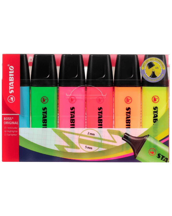Stabilo Boss Highlighters Assorted 6 Pack