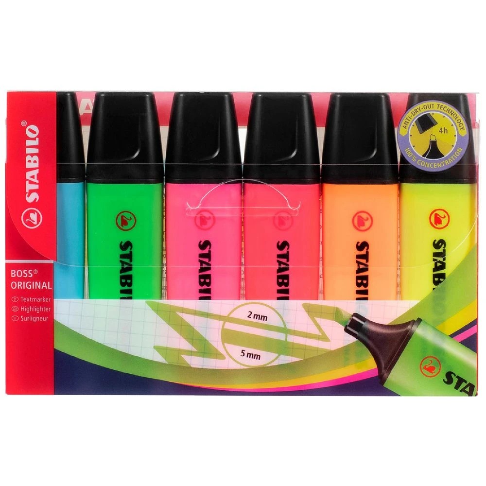 1 Stabilo Boss Highlighters Assorted 6 Pack, 1 of 5