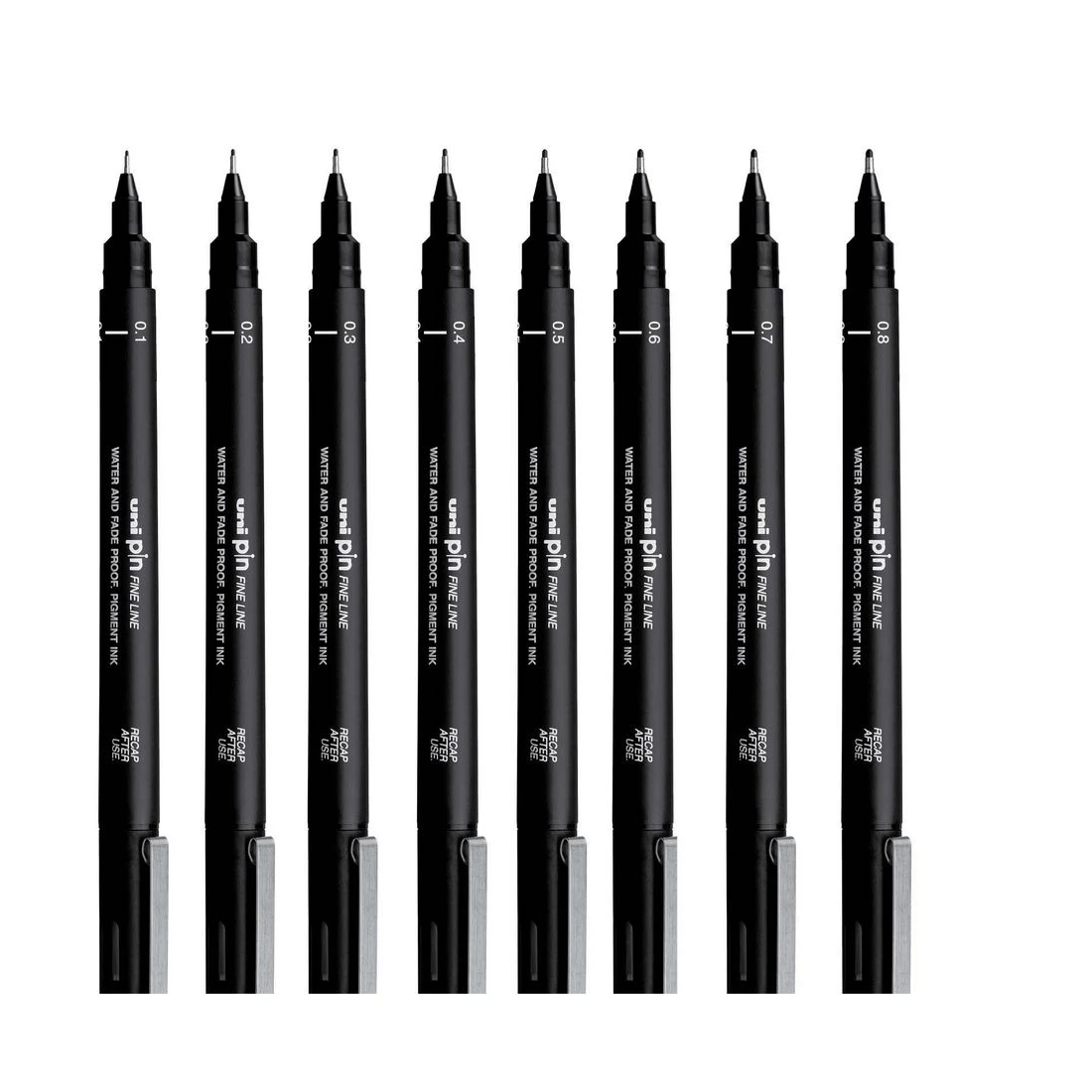 2 Uni Pin Fineliners Assorted Nibs Black 8 Pack, 2 of 3