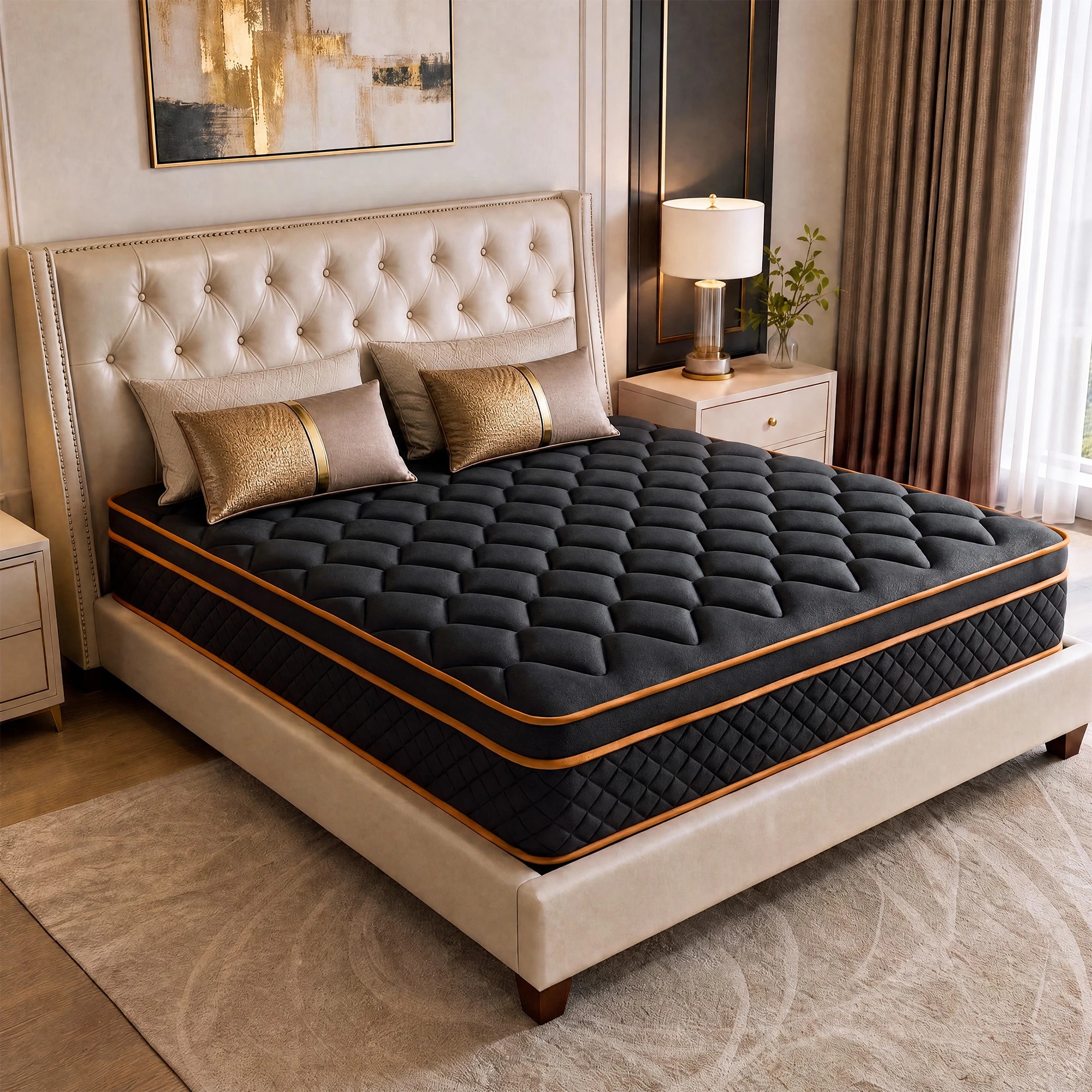 6 Advwin 30CM Hybrid Mattress with Memory Foam & Individual Pocket Springs Double Size - Black, 6 of 7