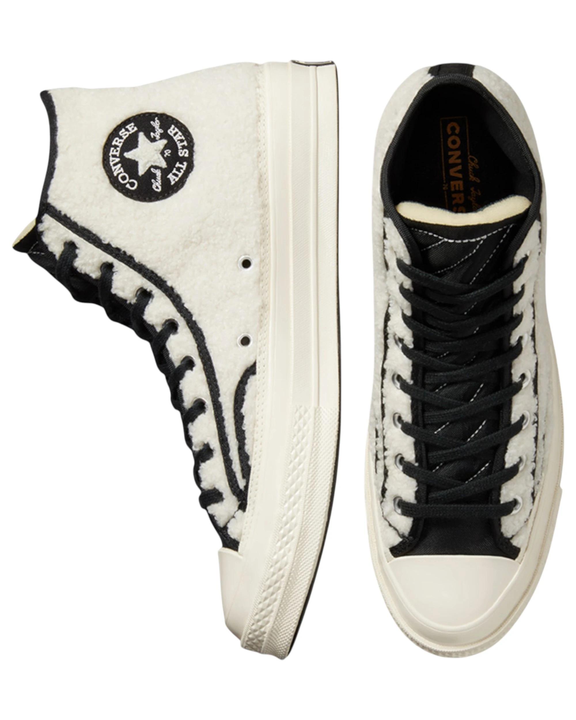 7 Converse Unisex Chuck 70 Cozy Utility Sherpa High Top Shoe EGRET/BLACK/EGRET, 7 of 8