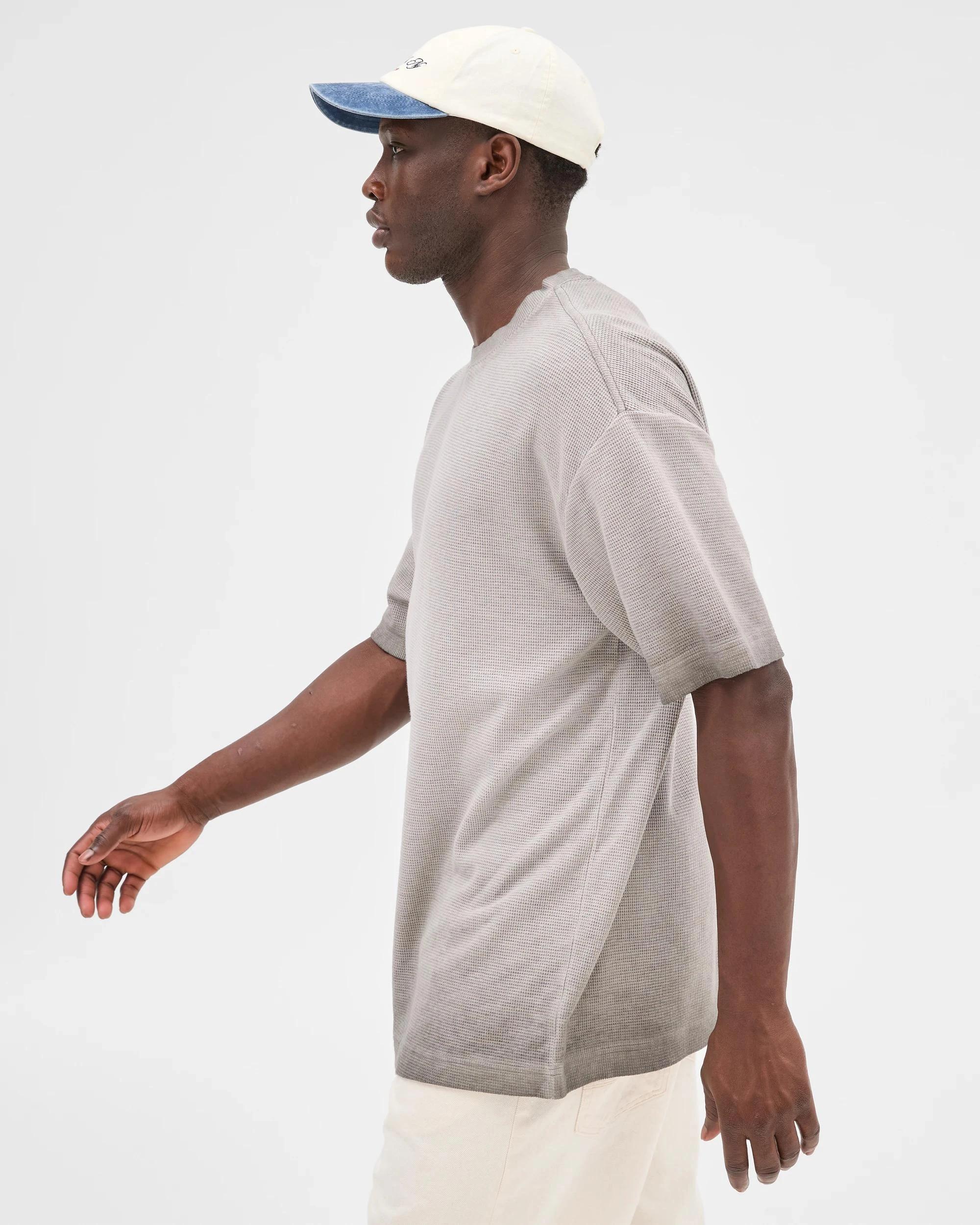 4 Australian Cotton Blend Waffle T-Shirt - Commons QUITE GREY, 4 of 5