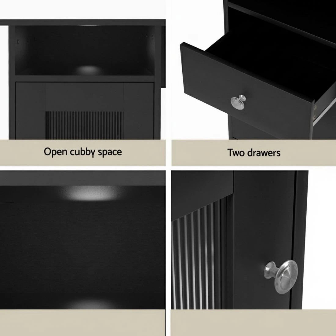 5 Artiss Computer Desk Home Office Study Desks L-shaped Corner Table with Storage - Black, 5 of 5