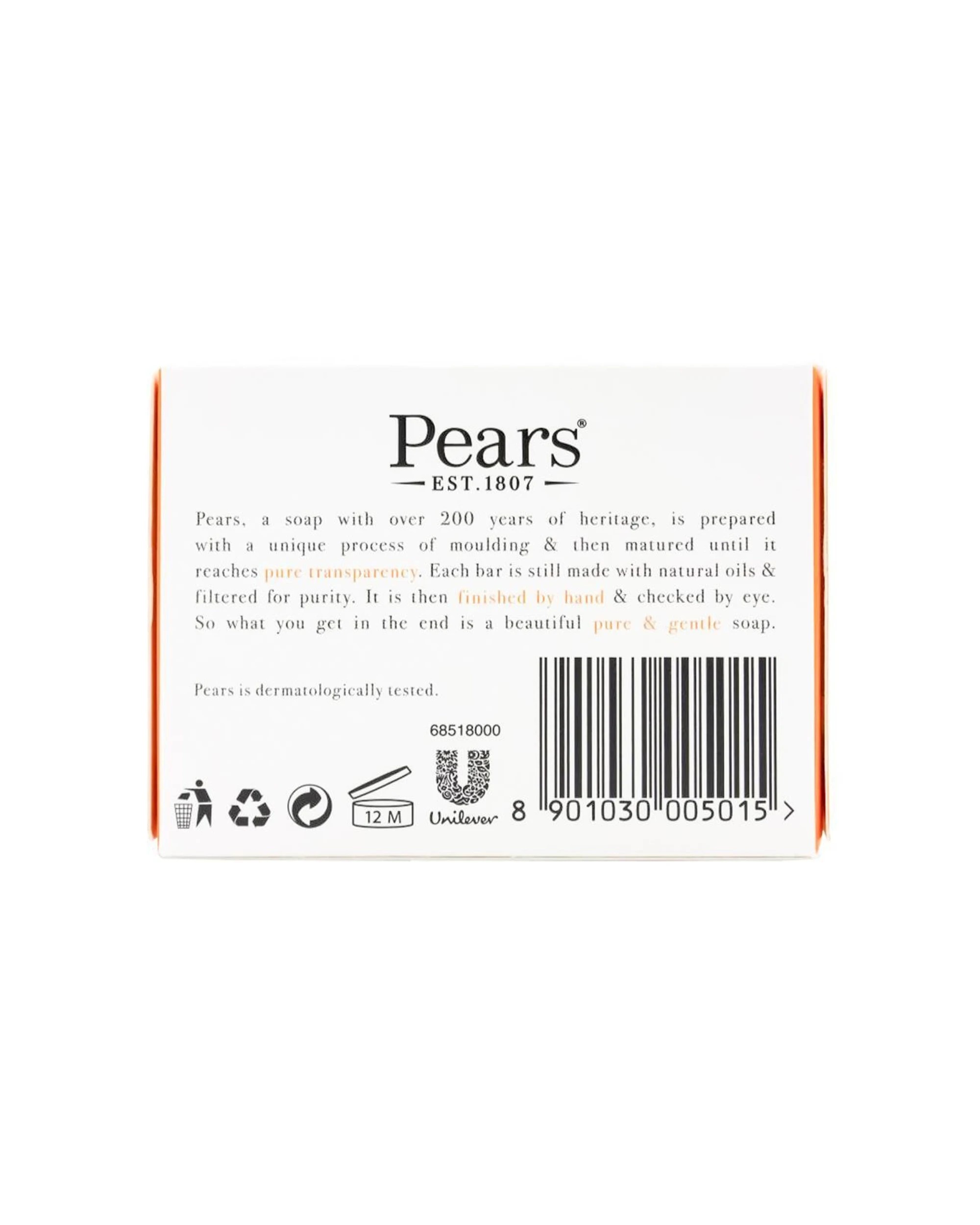3 Pears 12pk 75g Pure & Gentle Transparent Bar Soap With Natural Oils - White, 3 of 4